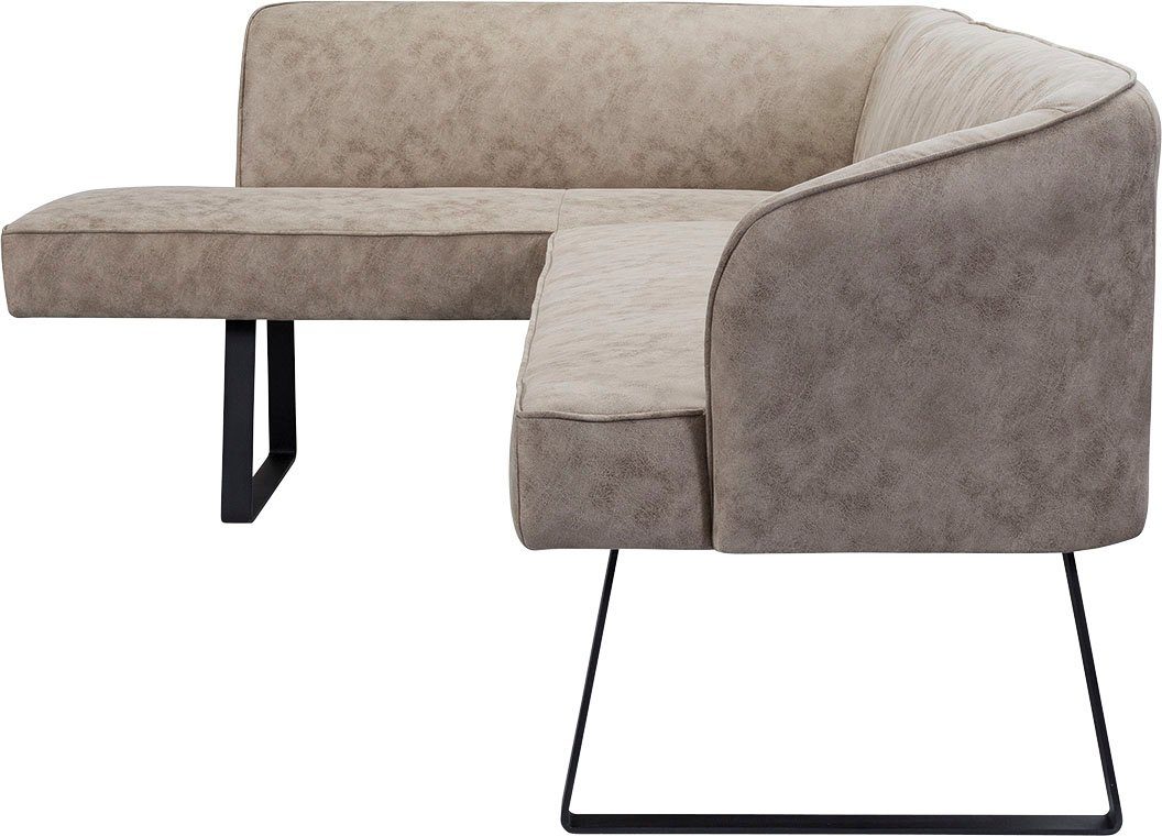 exxpo - sofa fashion Hoekbank Americano met opstaande naad en metalen poten, bekleding in verschillende kwaliteiten