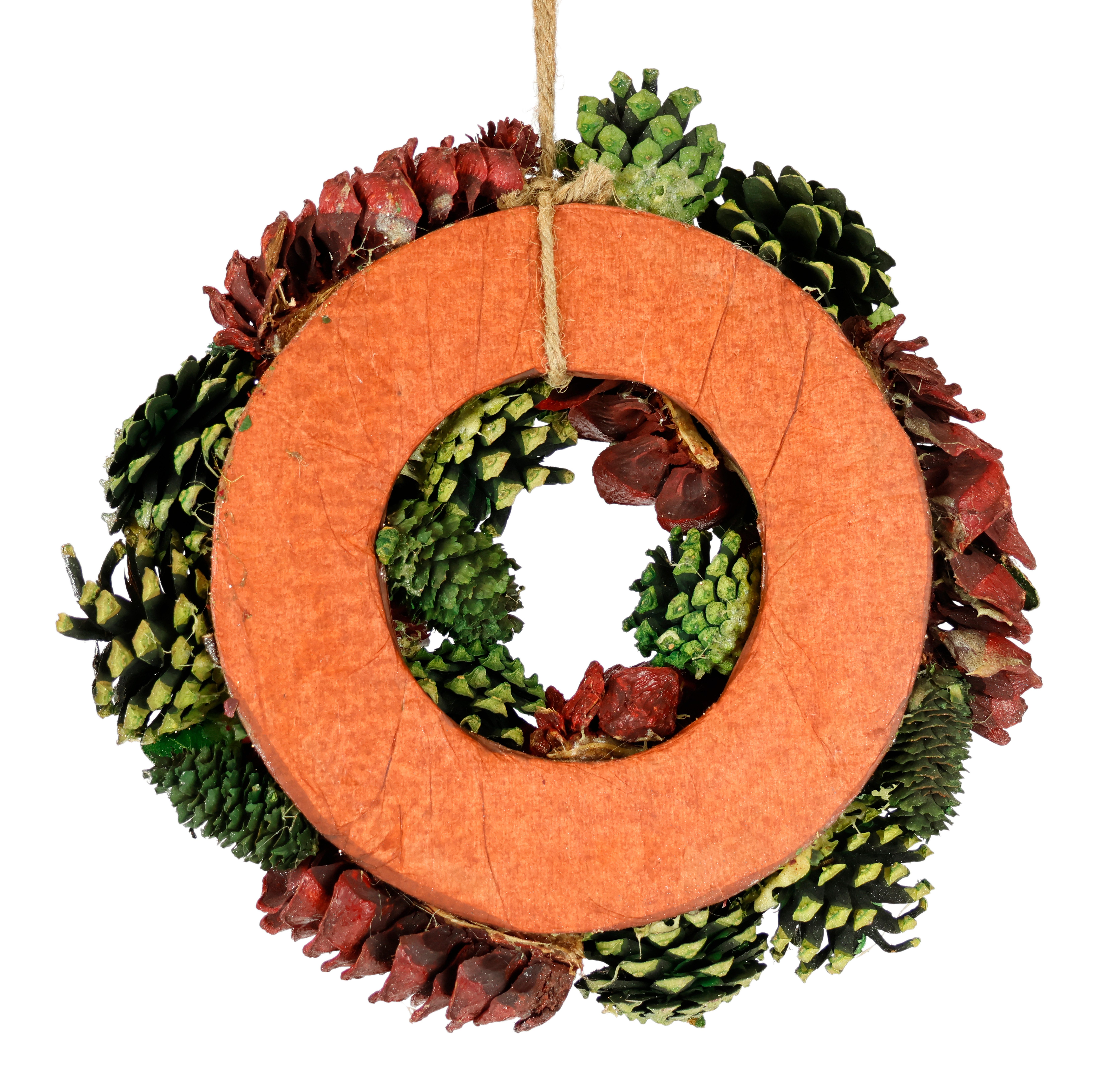 I.GE.A. Kunstkrans Natuurlijke krans met echte kegels lotus parels bessen Deurkrans tafelkrans adventdecoratie adventskrans kerstdecoratie (1 stuk)
