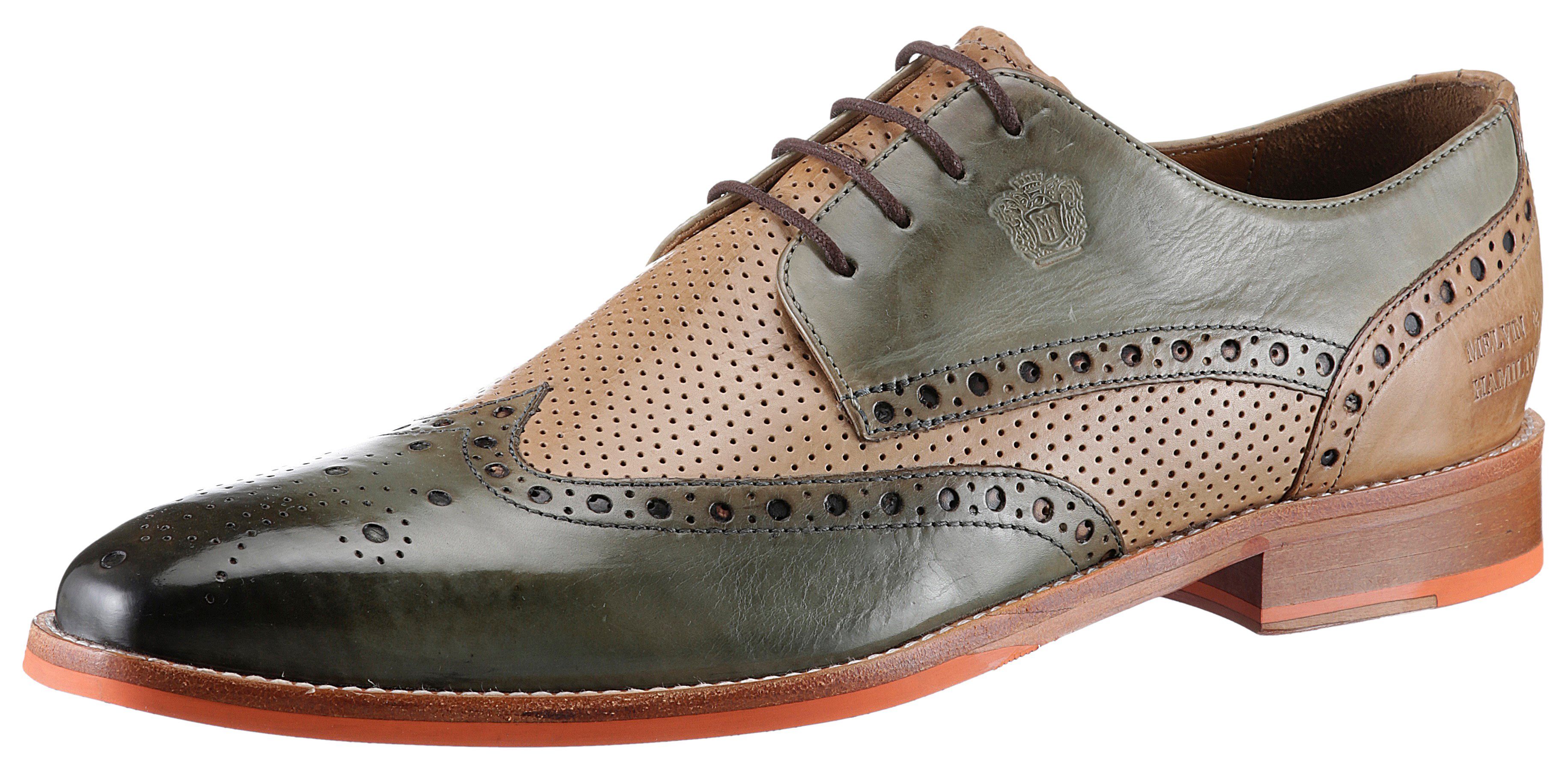 Melvin & Hamilton Schoenen met perforatie Martin 15 plantaardig gelooid in frame-genaaide uitvoering, halfschoen, veterschoen