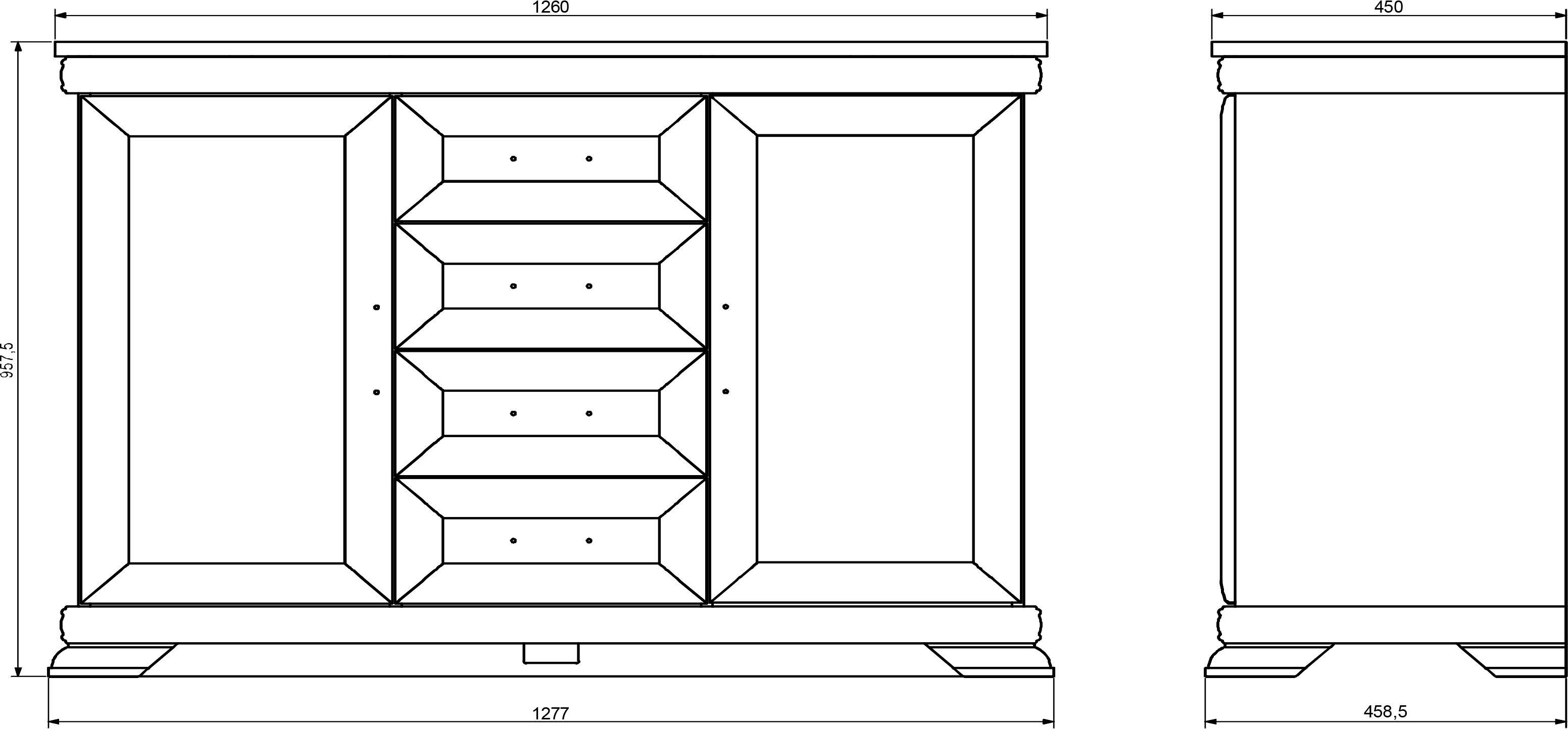 Home affaire Buffetkast Royal Breedte ca. 128 cm
