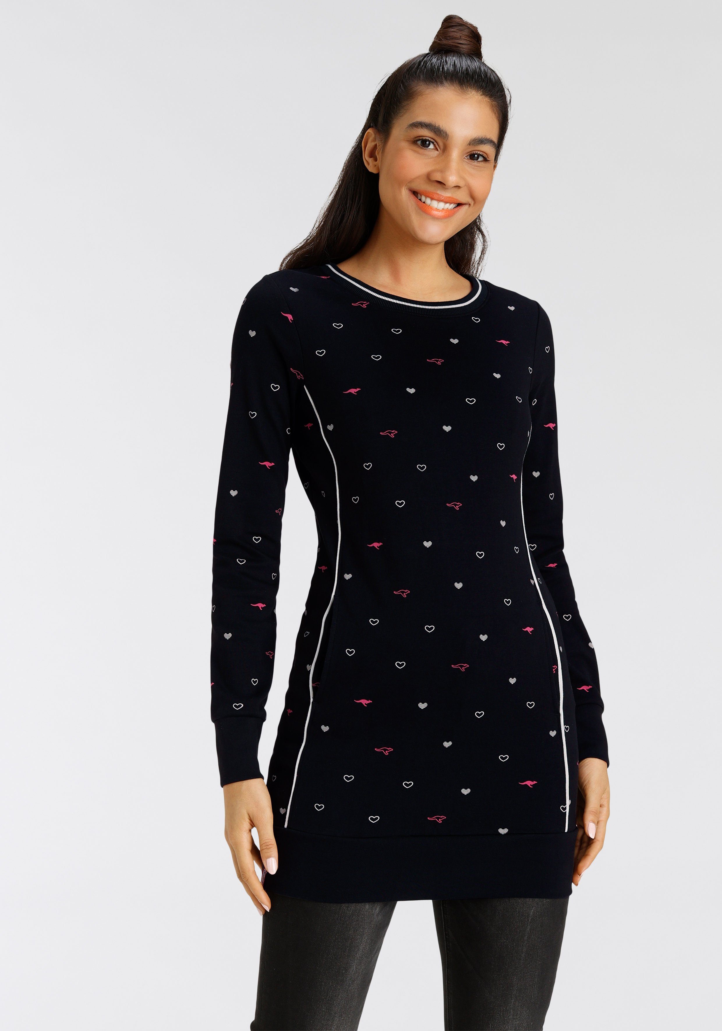 KangaROOS Sweater Lange mouw, figuuraccentuerend, van interlock-katoen, met naadzakken