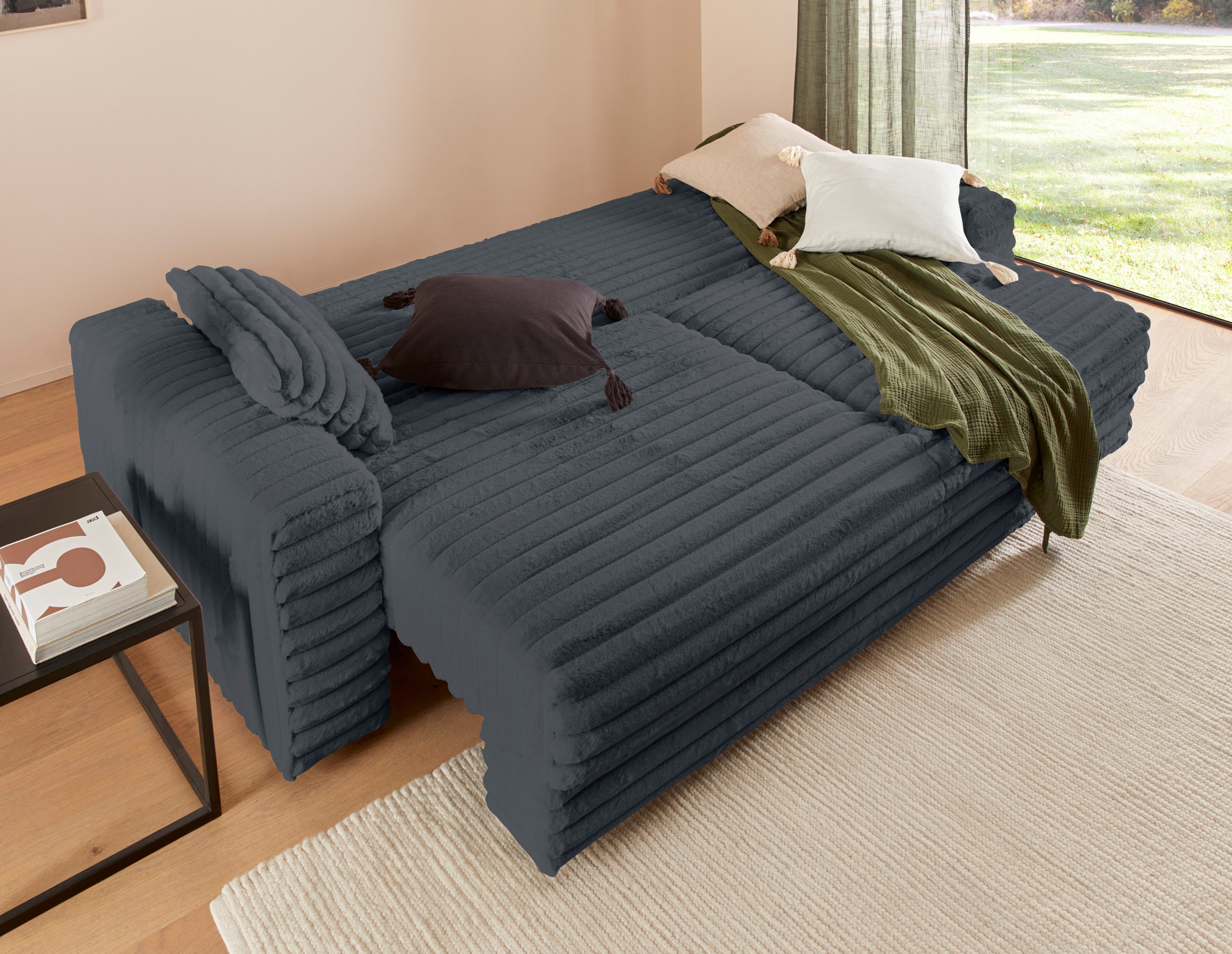 LeGer Home by Lena Gercke Slaapbank Imoga, kussen met slaapfunctie, 3-zits bank, bank met bedlade in moderne kleuren en stoffen, bedfunctie, ligoppervlak: 200x150 cm