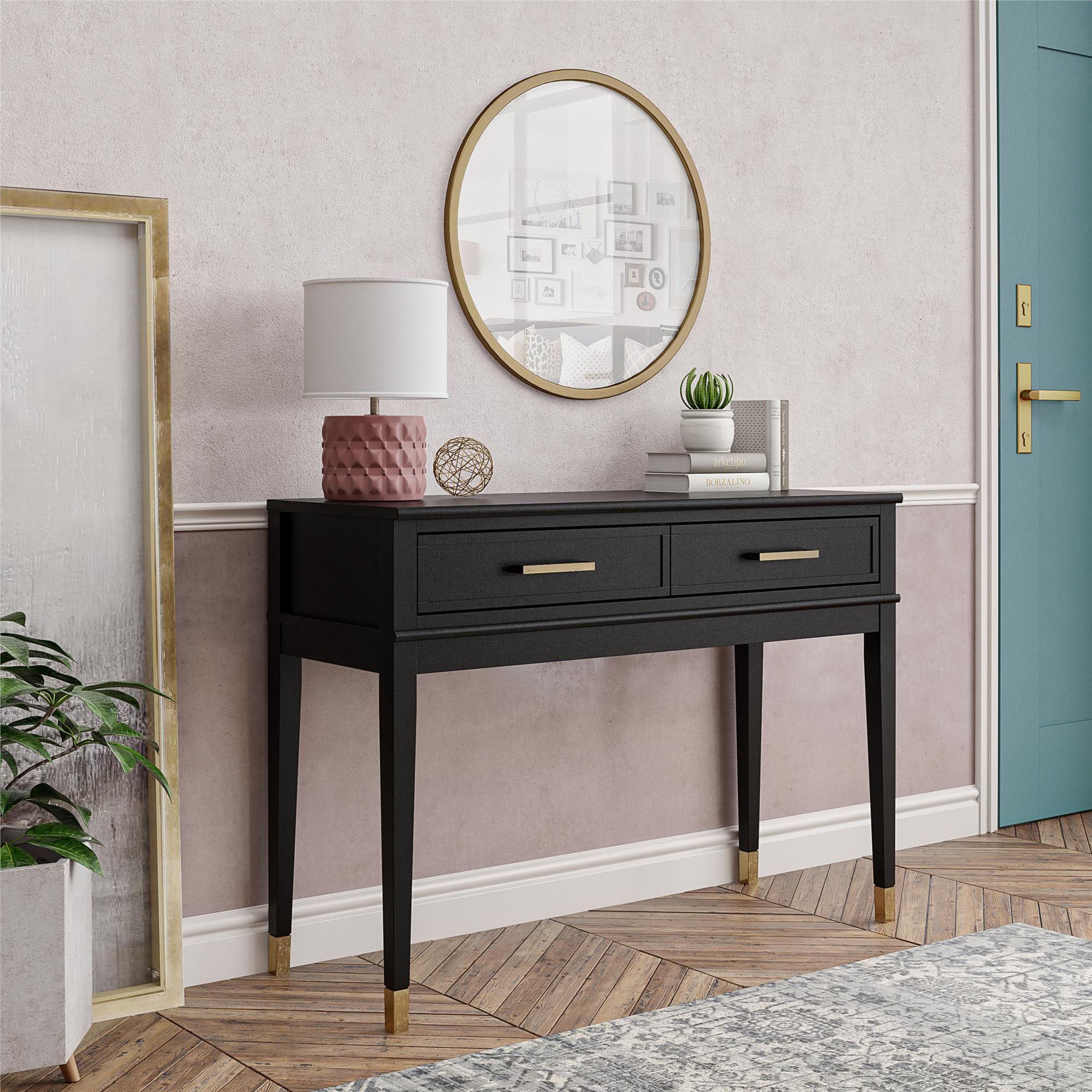 CosmoLiving by Cosmopolitan Sidetable Westerleigh met 2 laden, onderhoudsvriendelijk mdf, massief houten poten, hoogte 76 cm (1 stuk)