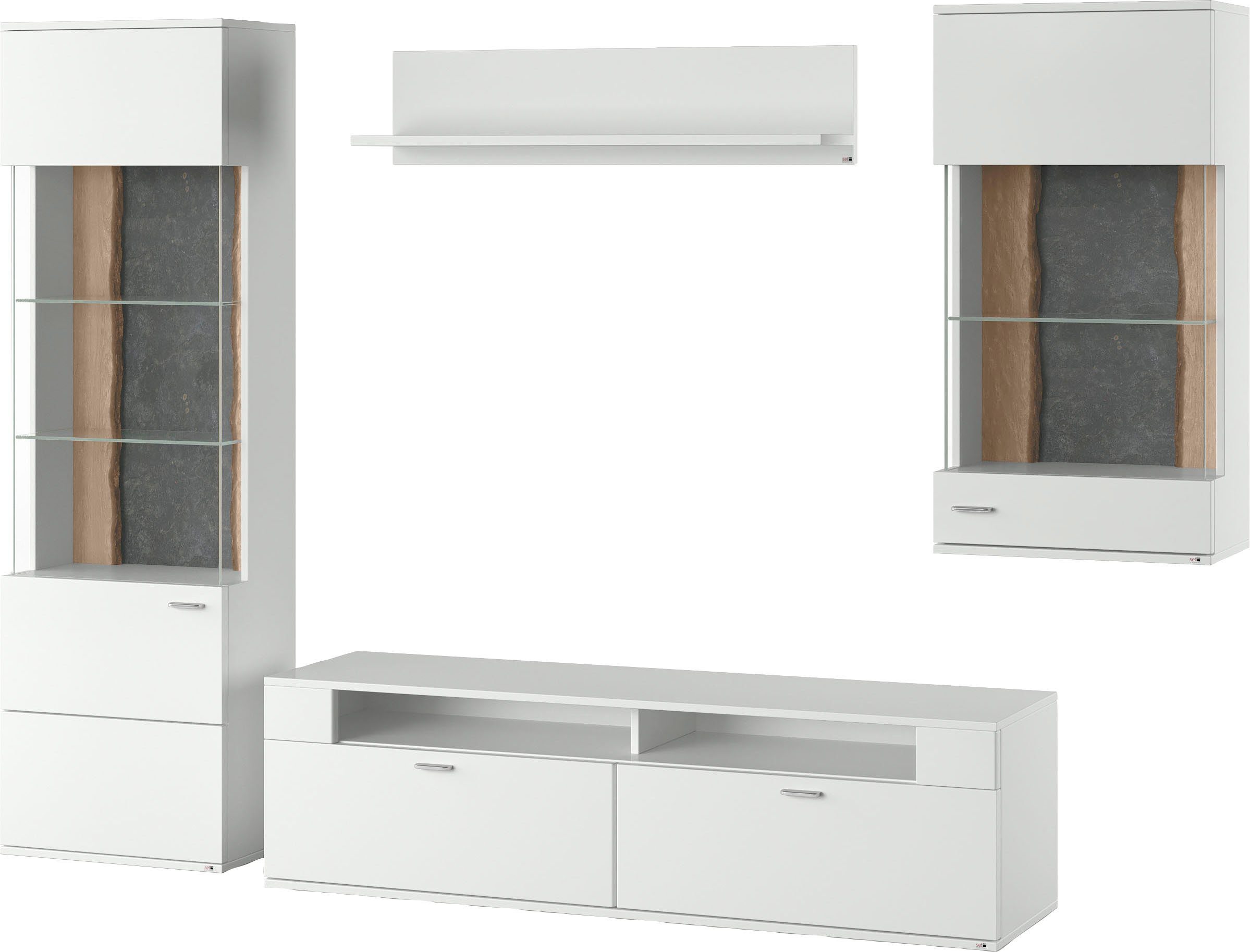 set one by Musterring Wandmeubel Tacoma Type 04, met hangende vitrinekast (set, 4-delig)