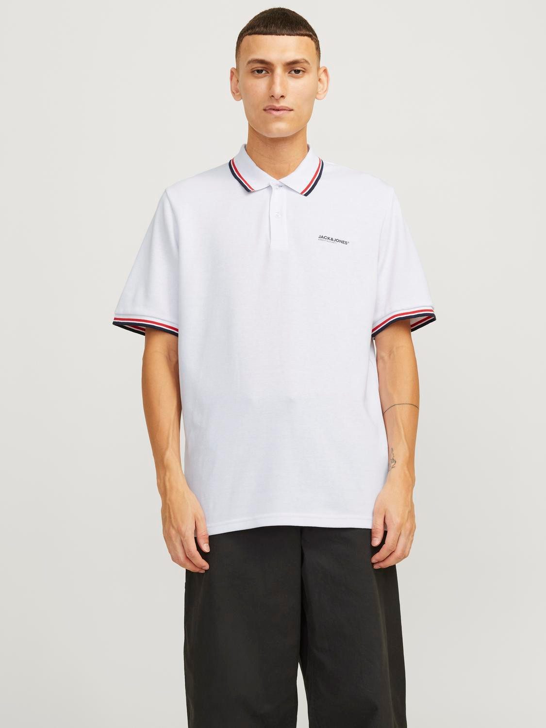 Jack & Jones Poloshirt JJCAMPA POLO SS heren poloshirts maat S wit