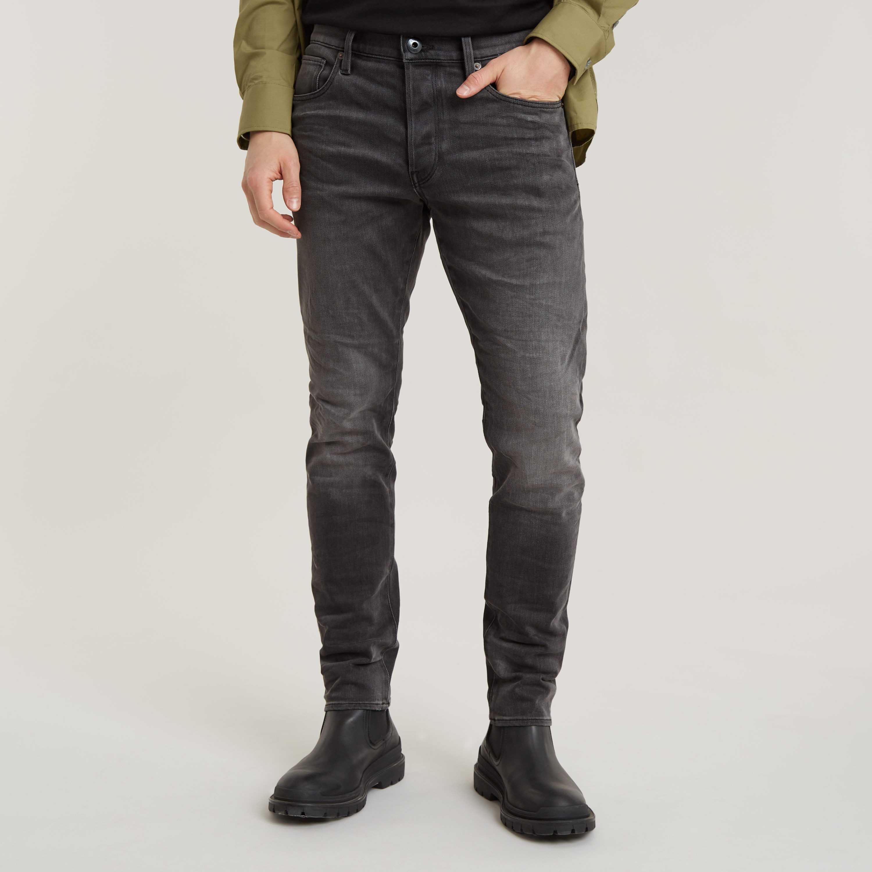 G-Star RAW Slim fit jeans 3301 Slim met mooie wassing en elastaan heren slim fit jeans maat 29 grijs