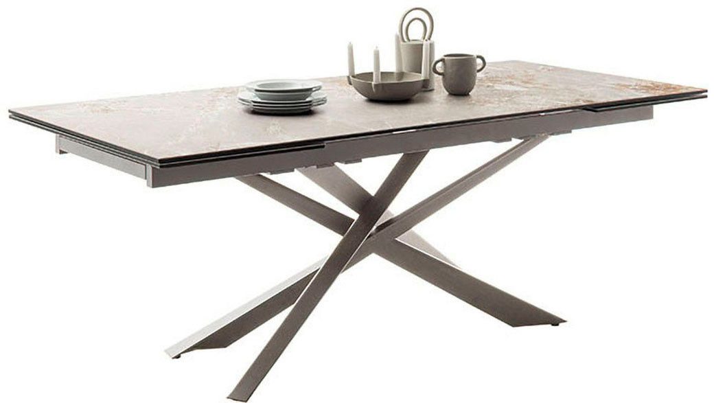 MCA furniture Eettafel TESERO uitschuifbare tafel 200-300 cm Keramiek, roestvrij staal, marmer-look, uittrekbaar, belastbaar tot 100 kg, 10-12 personen