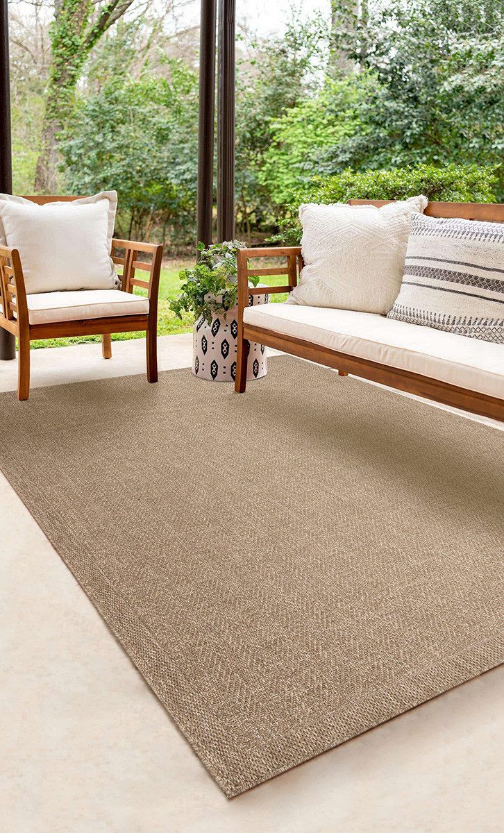 The carpet Vloerkleed Kansas moderne robuuste in- en outdoor tapijt jute look