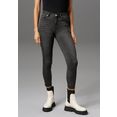 aniston casual skinny fit jeans regular waist - met gerafelde voetzoom zwart