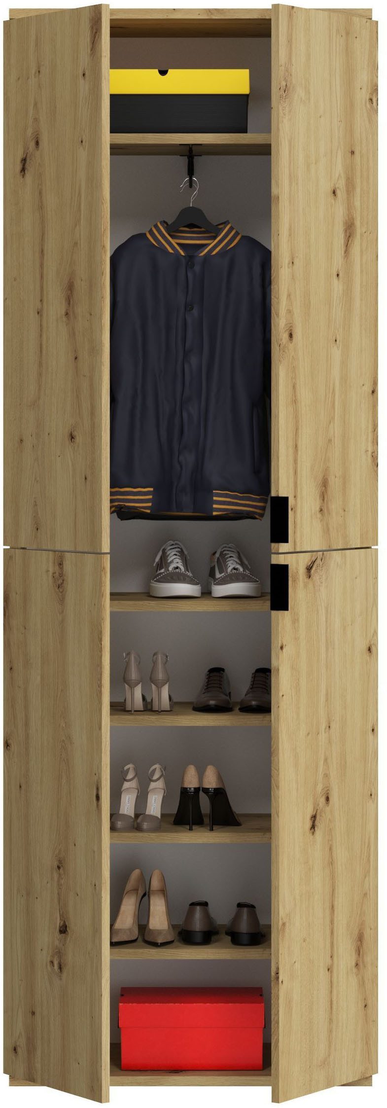INOSIGN Halmeubelset Trondheim, Breedte 243 cm, 5-delig, bestaande uit: 2x garderobekast, 1 commode, 1 kledingstang, 1 legplank (set, 4-delig)