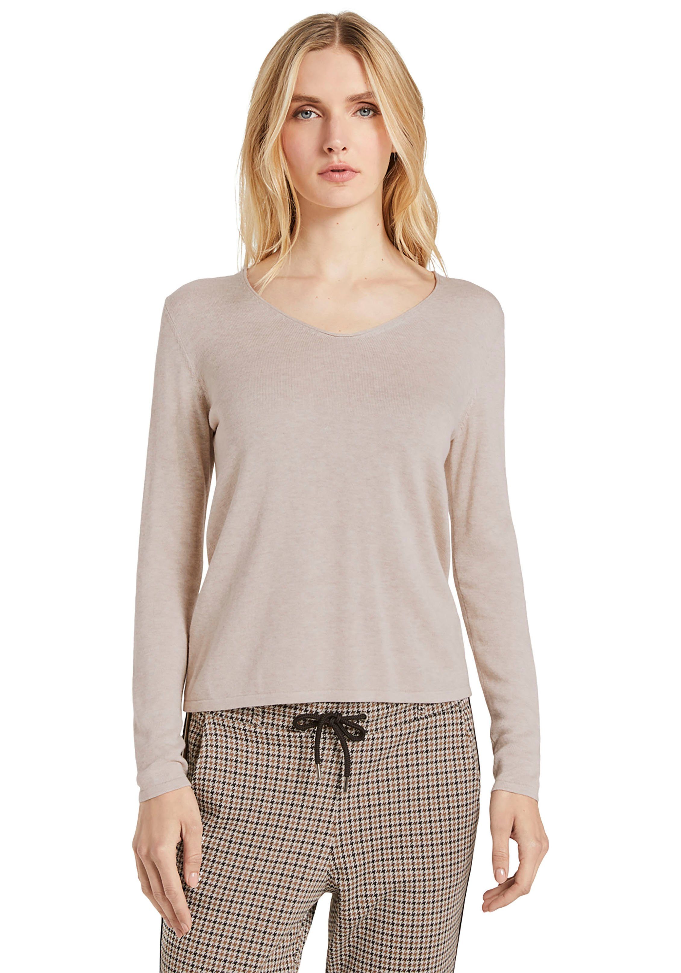 Tom Tailor Trui met V-hals gemaakt van fijn breisel dames truien met v-hals maat XS (34) beige