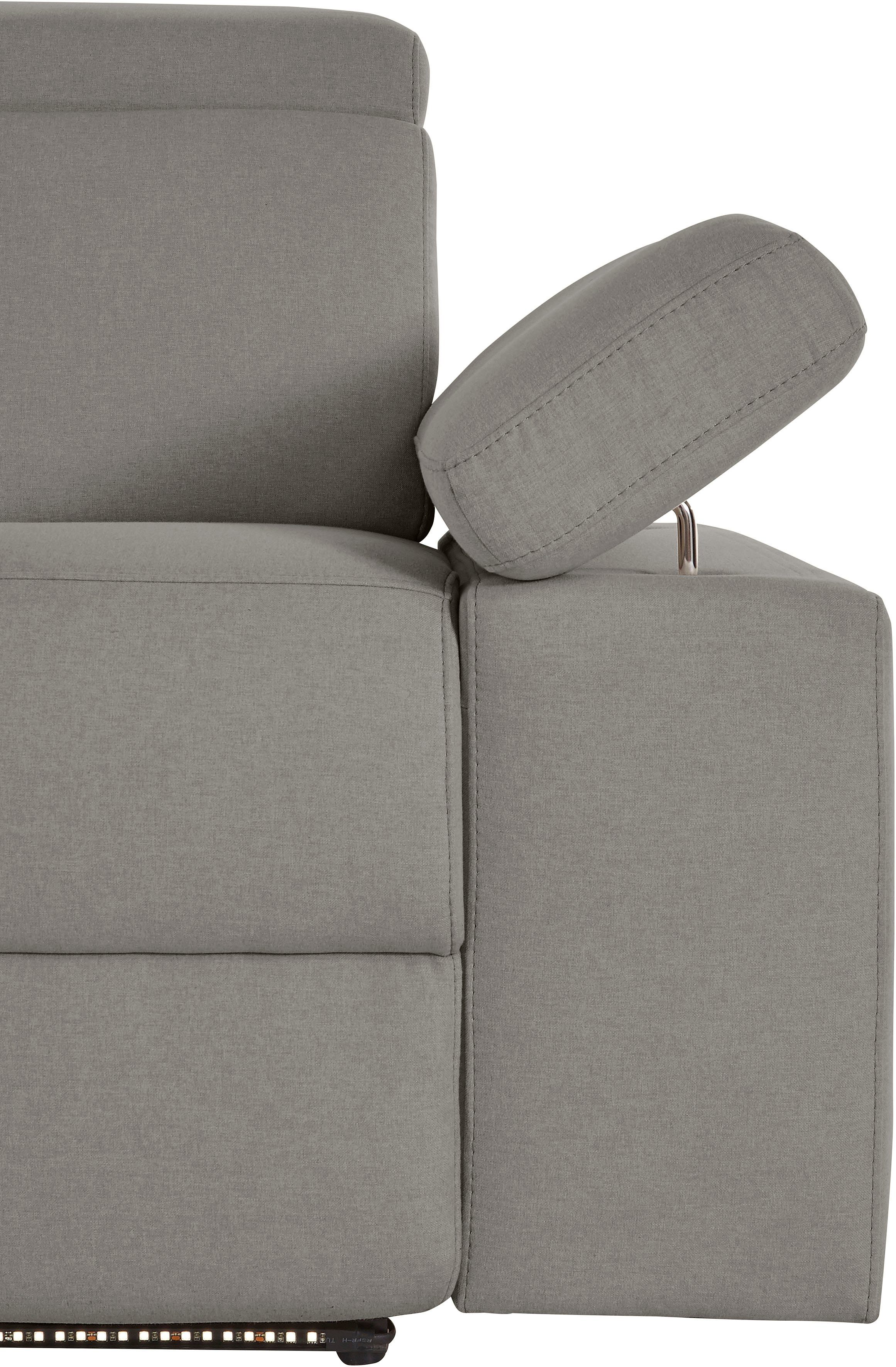 Places of Style 3-zitsbank Kilado met 2x relaxfunctie, verstelbare armleuning, verstelbare hoofdsteun