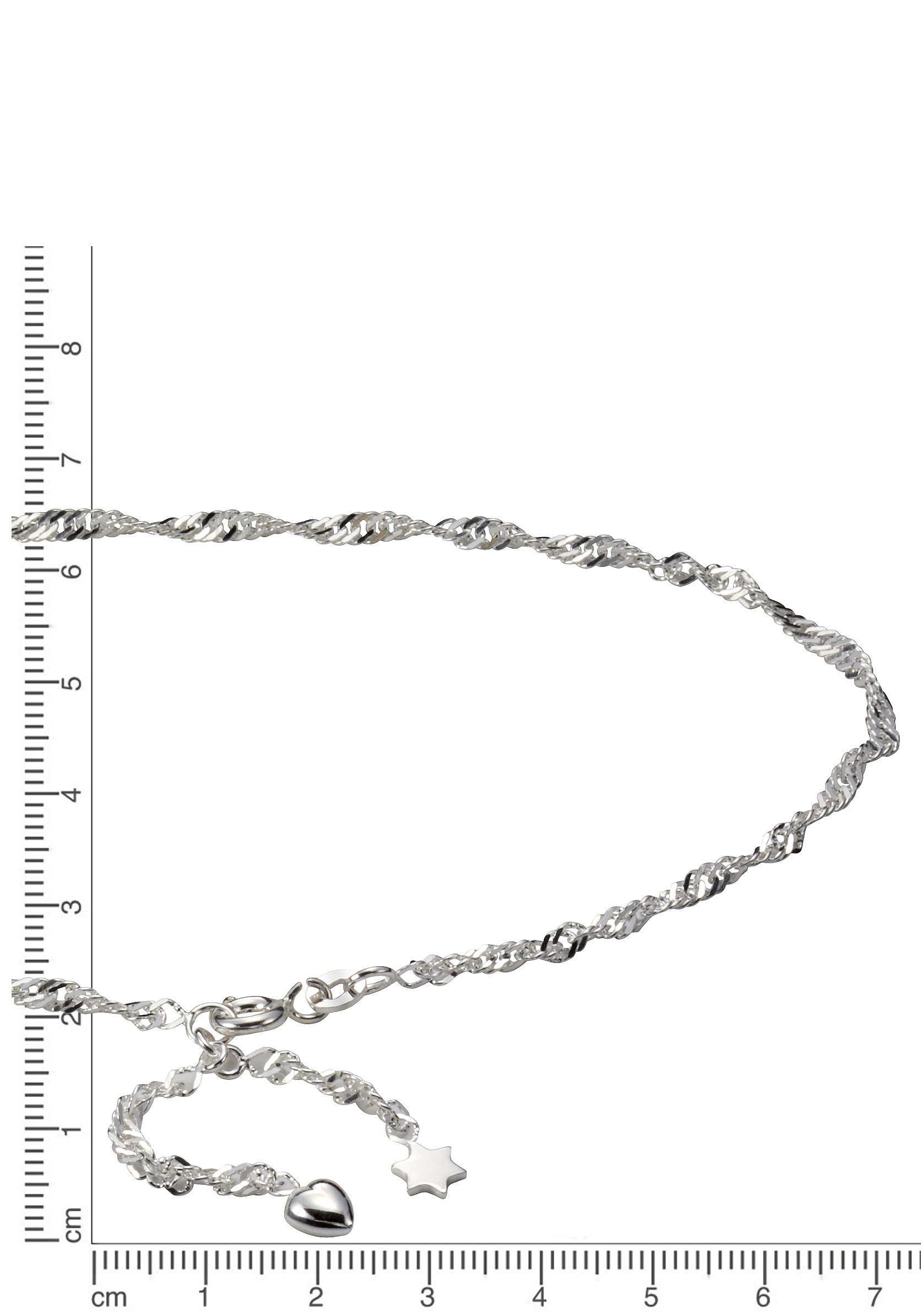 Firetti Enkelkettinkje Sieraad cadeau zilverkleur 925 lichaams-sieraad hart+ster Singapore ketting