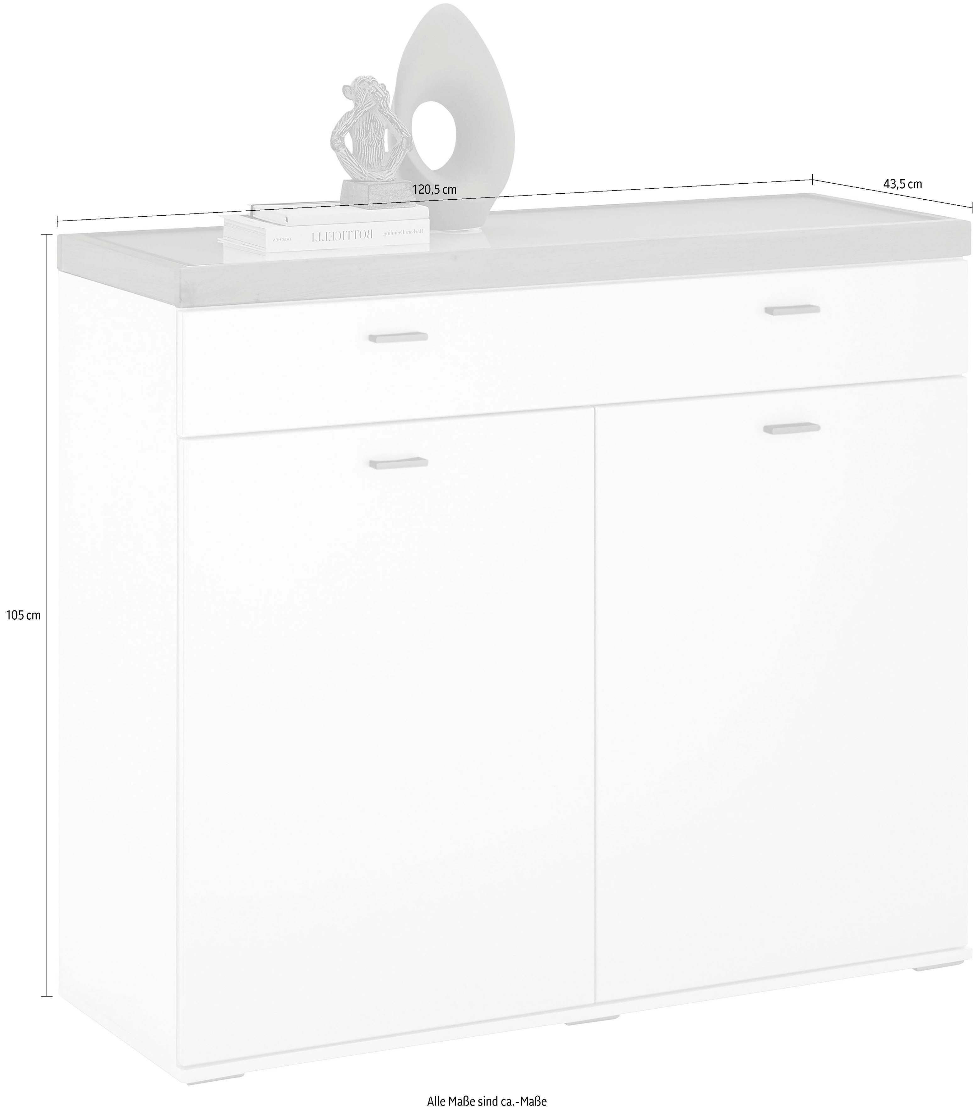 set one by Musterring Dressoir Lancaster Dielen inclusief led-verlichting, met een lade, breedte 121 cm