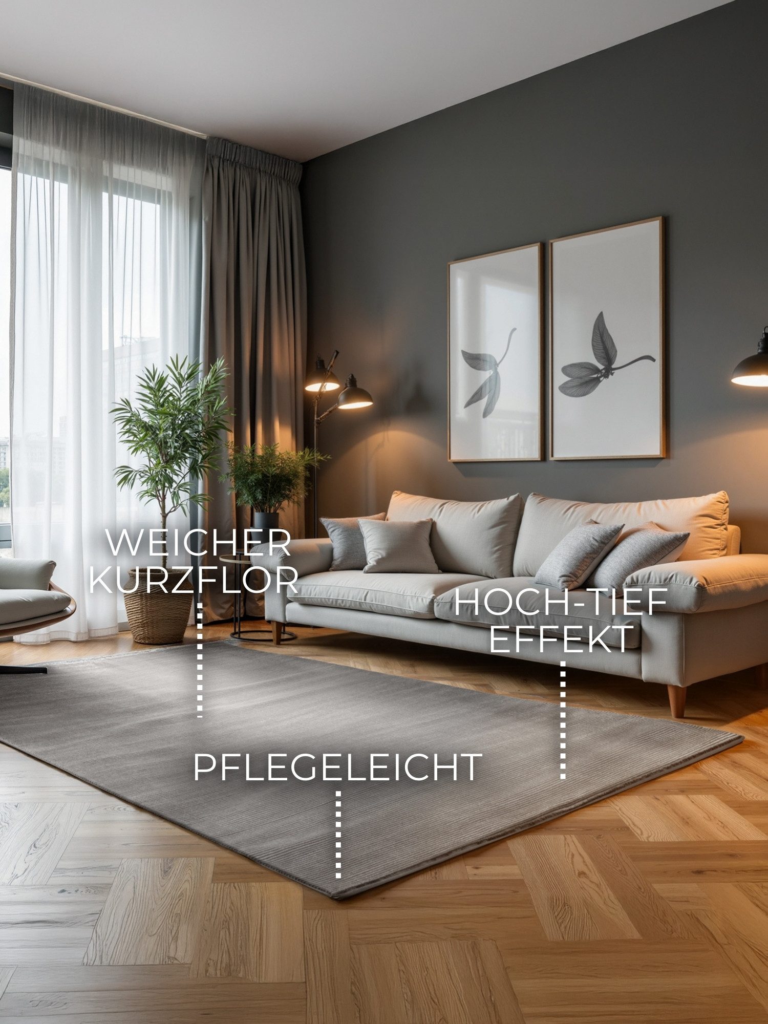 ELLE DECORATION Vloerkleed Dolomite Woonkamer, slaapkamer, loper, hoog-laag effect, gang, glans