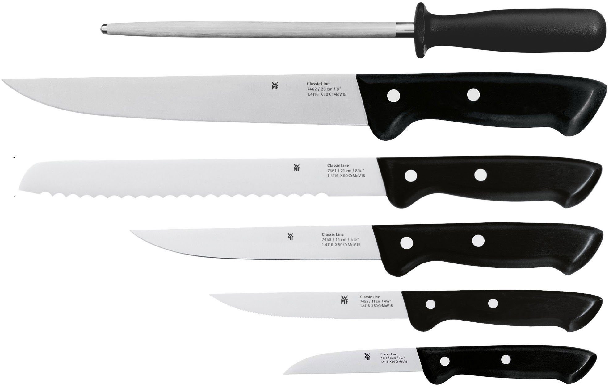 WMF Messenblok Classic Line Lemmeten van speciaal messenstaal (set, 7-delig)