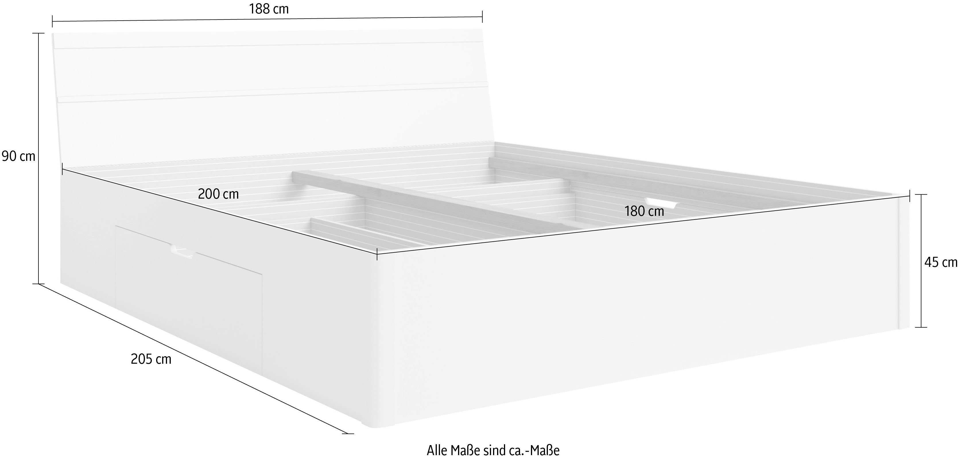 INOSIGN Ledikant met bergruimte Beta, breedte 160 of 180cm, moderne bedopstelling met 2 lades