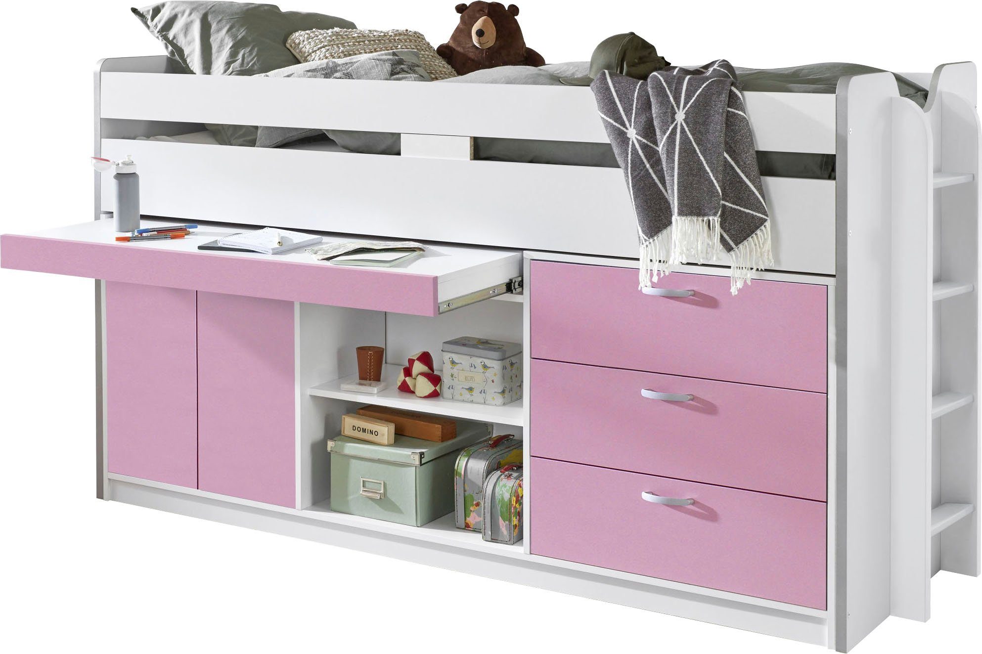 Relita Hoogslaper Ponny Ligoppervlak 90 x 200 cm, met valbeveiliging en opbergruimte, diverse kleuren