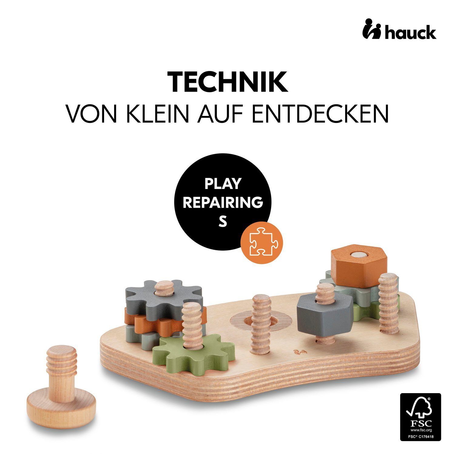 Hauck Motoriekbord Play Repairing S Gears & Nuts FSC®- beschermt bos - wereldwijd
