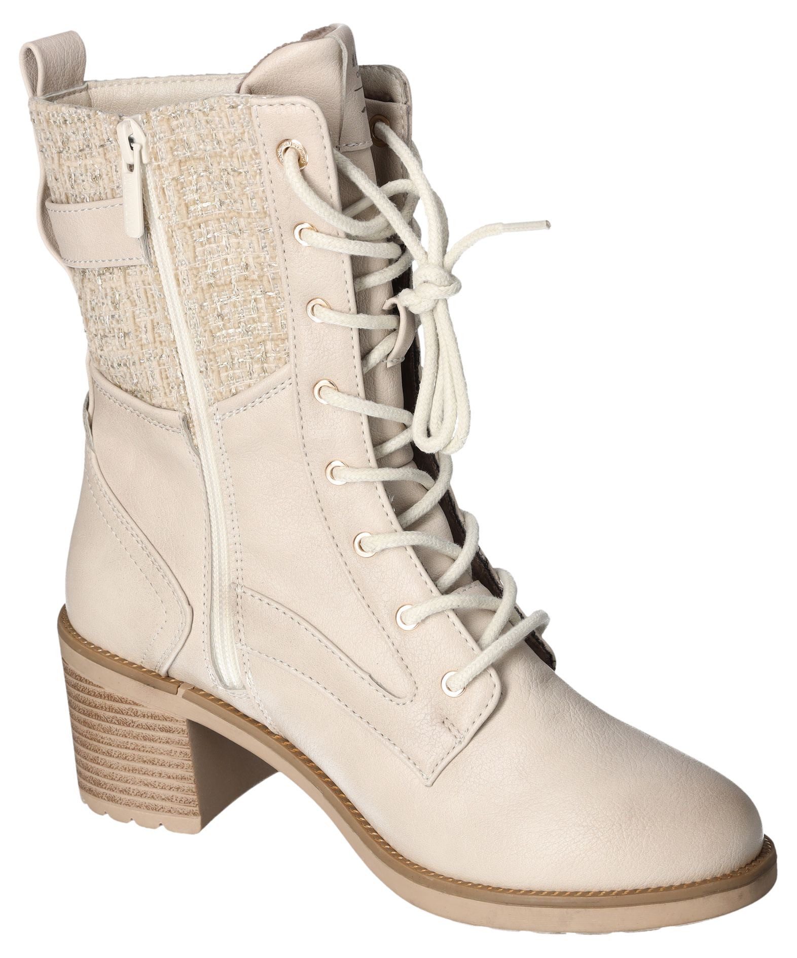 Mustang Shoes Winterlaarsjes Plateau enkellaars, veterschoenen met praktische binnenrits
