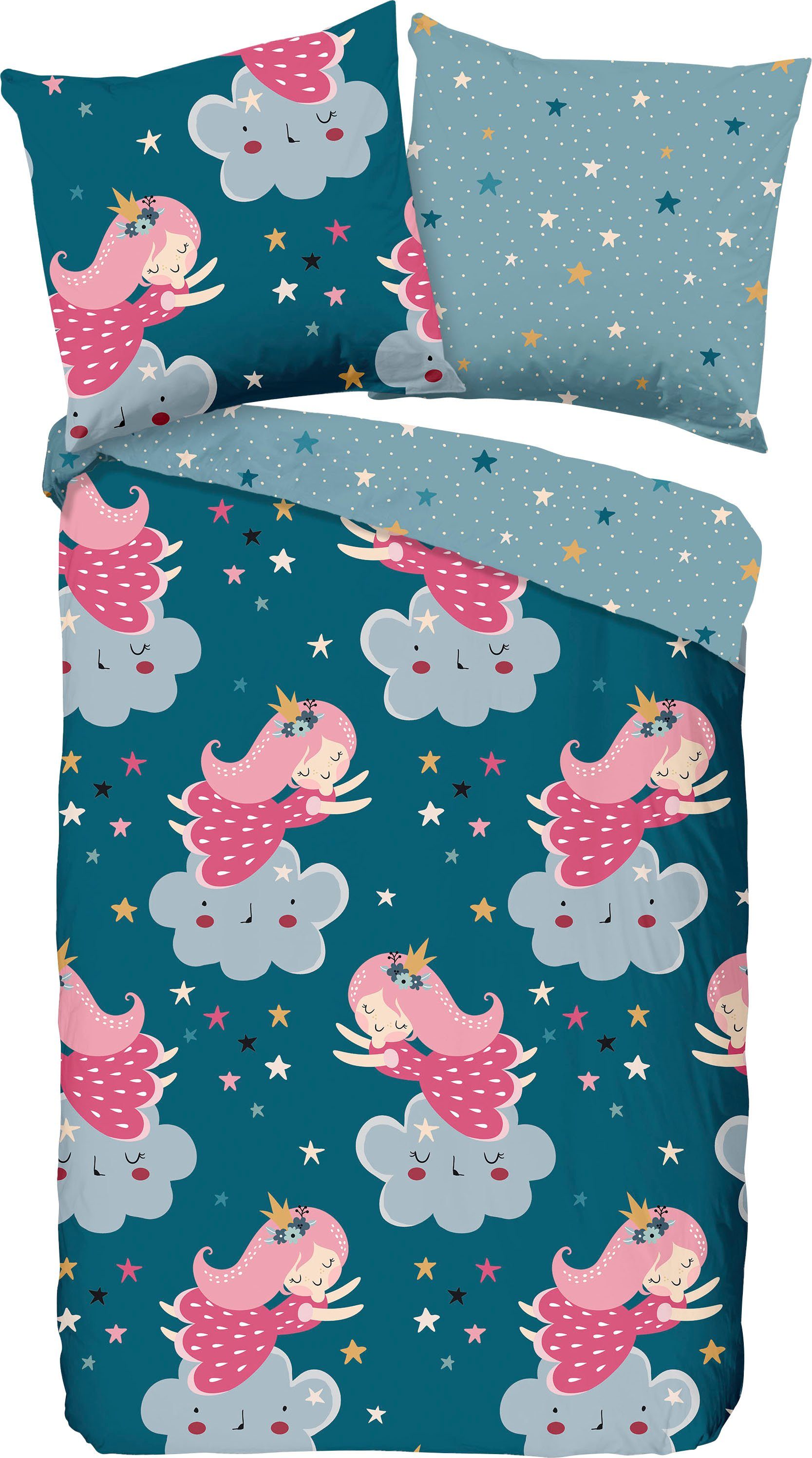 good morning Kinderovertrekset Princesse Katoen, 135x200, Rits, Omkeerbaar, Meisje, Prinses (2-delig)