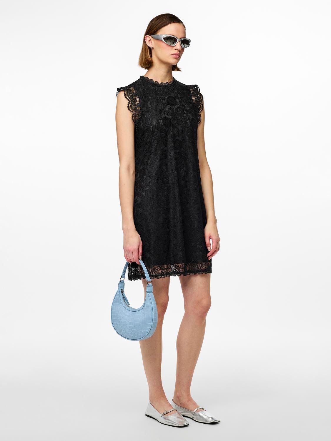 pieces Kanten jurk PCOLLINE SL LACE DRESS NOOS