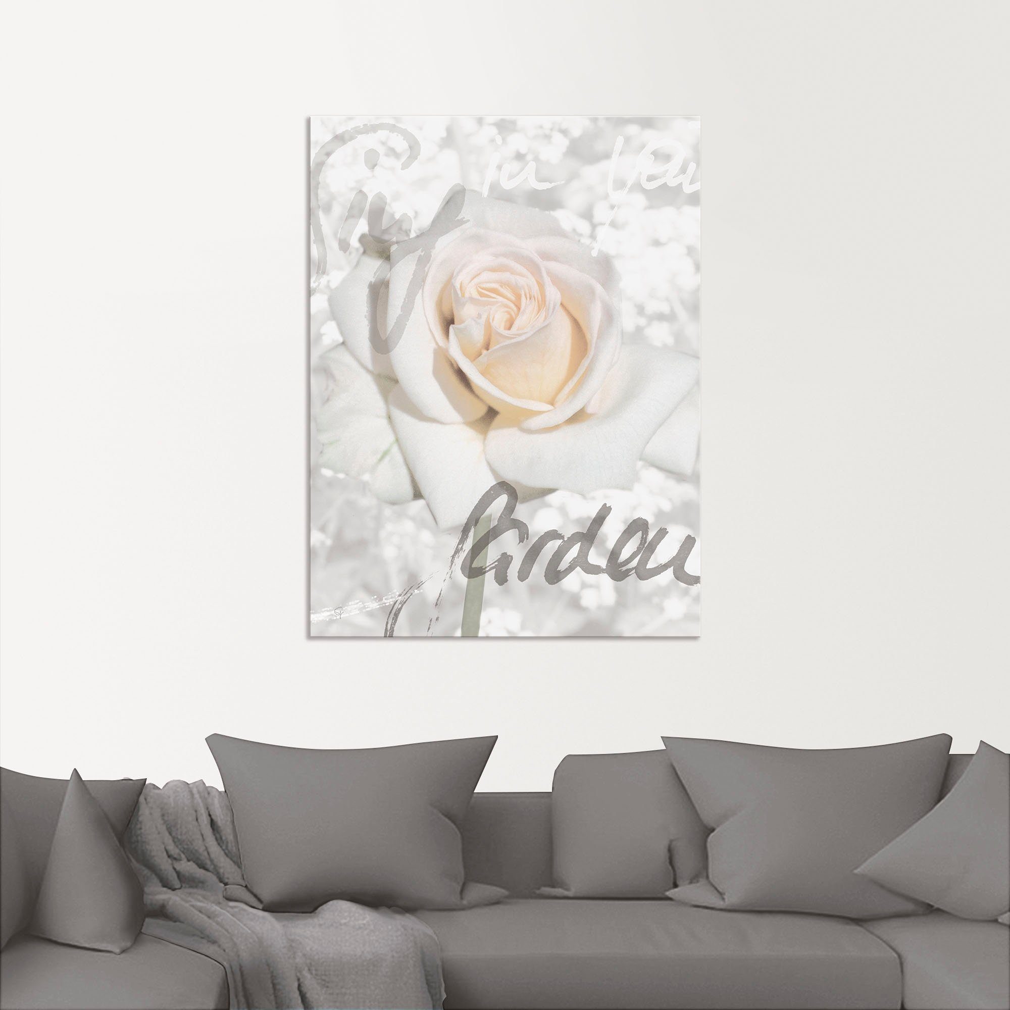 Artland Artprint In letters - roos als artprint van aluminium, artprint voor buiten, artprint op linnen, poster in verschillende maten. maten