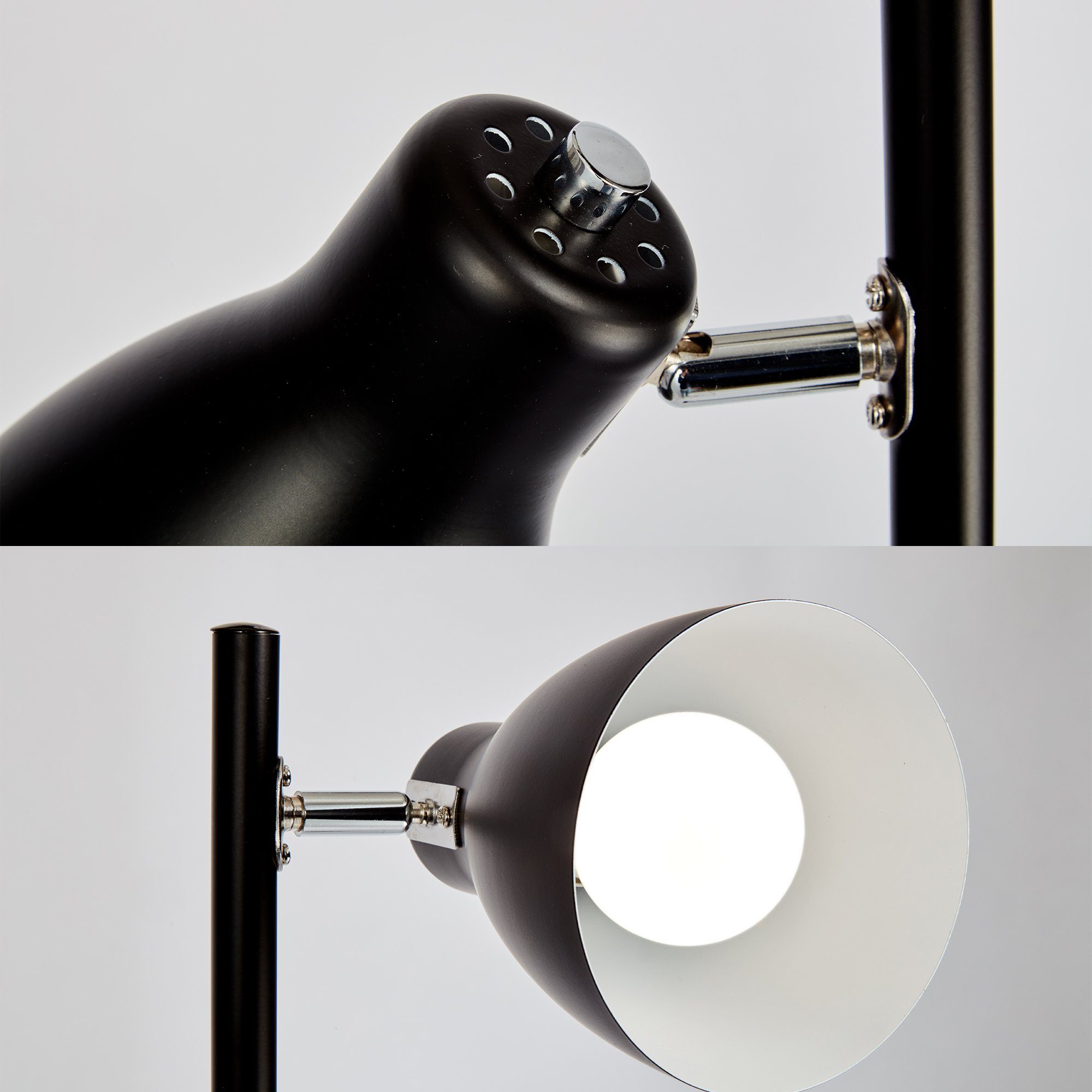B.K.Licht Staande lamp Vloerlamp, metaal, plafondflitser, lamp, draaibaar, E27, zwart