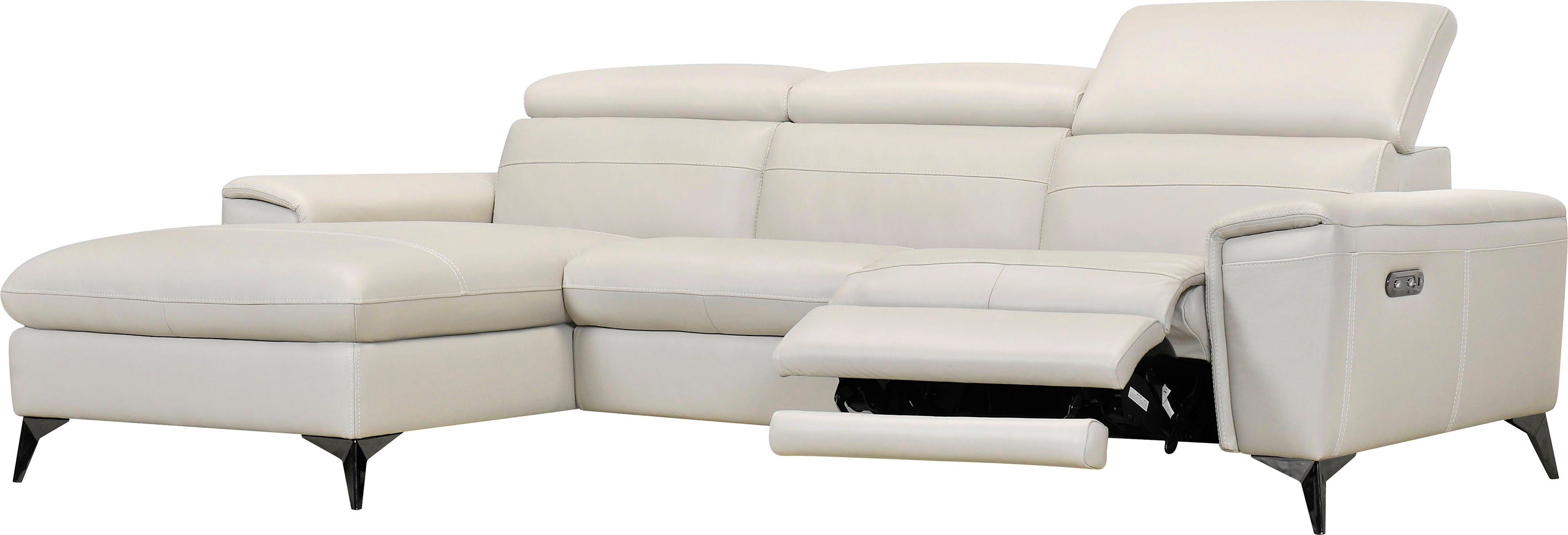 Places of Style Hoekbank Theron, L-vorm, 263 cm, elektrische relaxfunctie, usb-aansluiting, handmatig verstelbaar hoofdeind