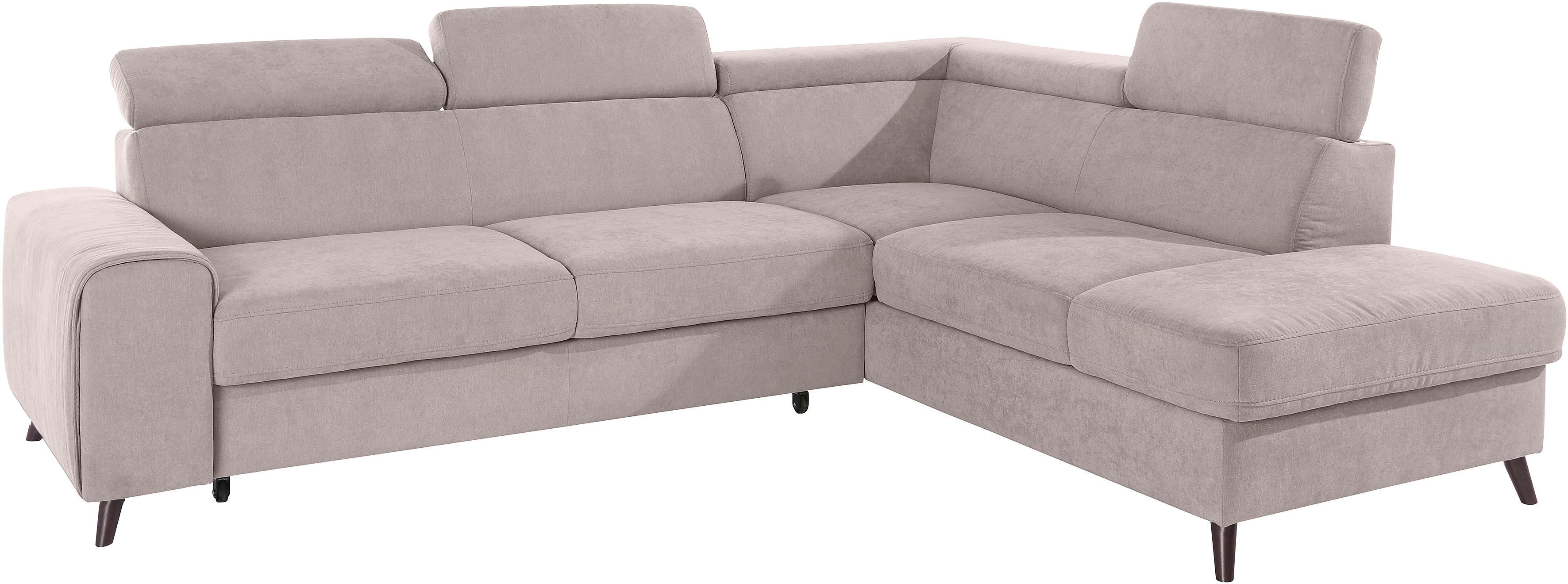 exxpo - sofa fashion Hoekbank Forza, comfortabel zitcomfort en actueel design, L-vorm inclusief verstelbare hoofdsteun, naar keuze met slaapfunctie en bedkist