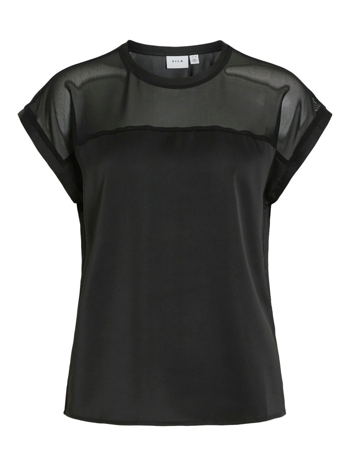 Vila Shirt met korte mouwen VIELLETTE O-NECK S S MESH TOP NOOS
