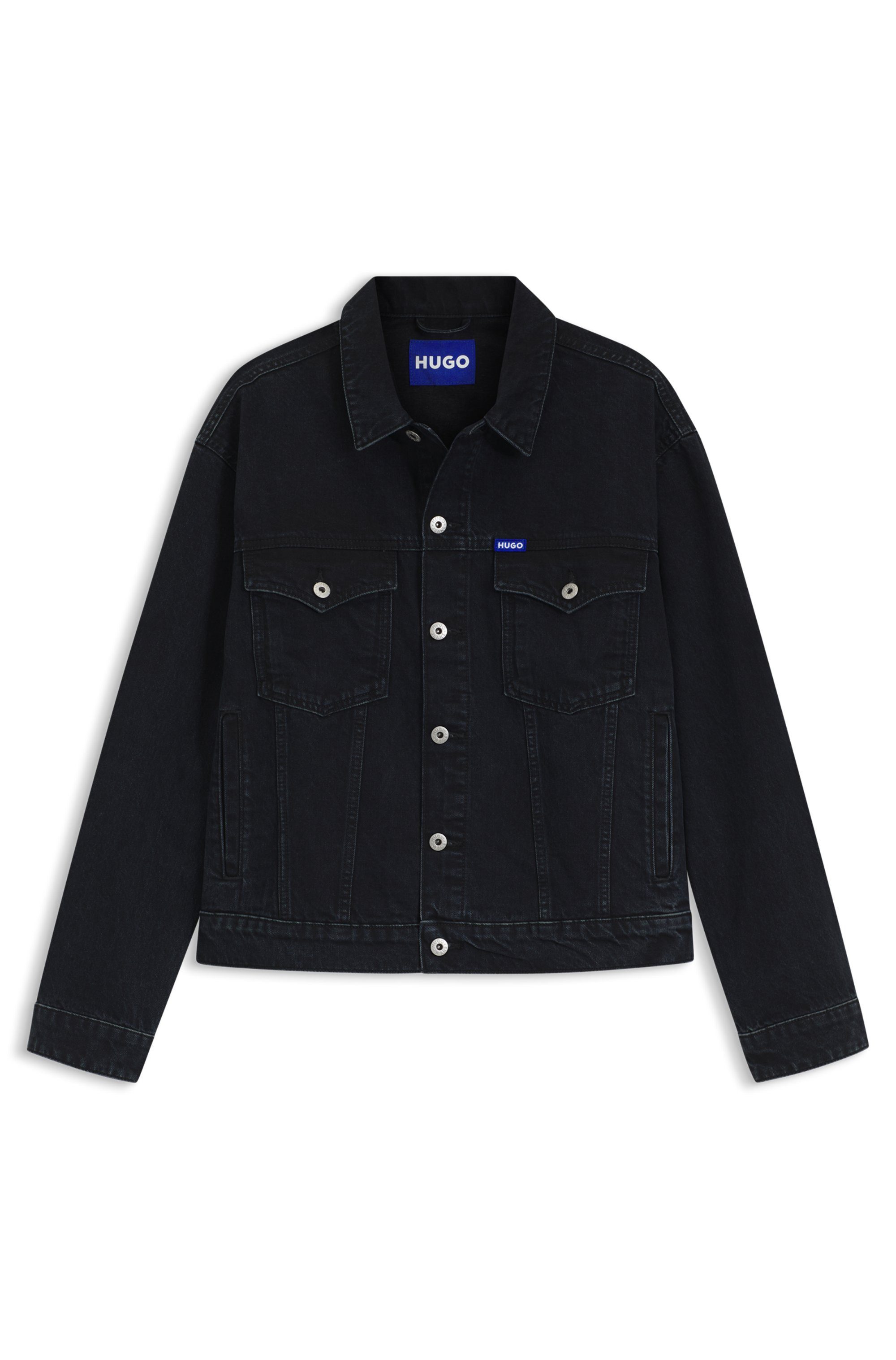 HUGO Blue Jeansjack Dex met logodetails