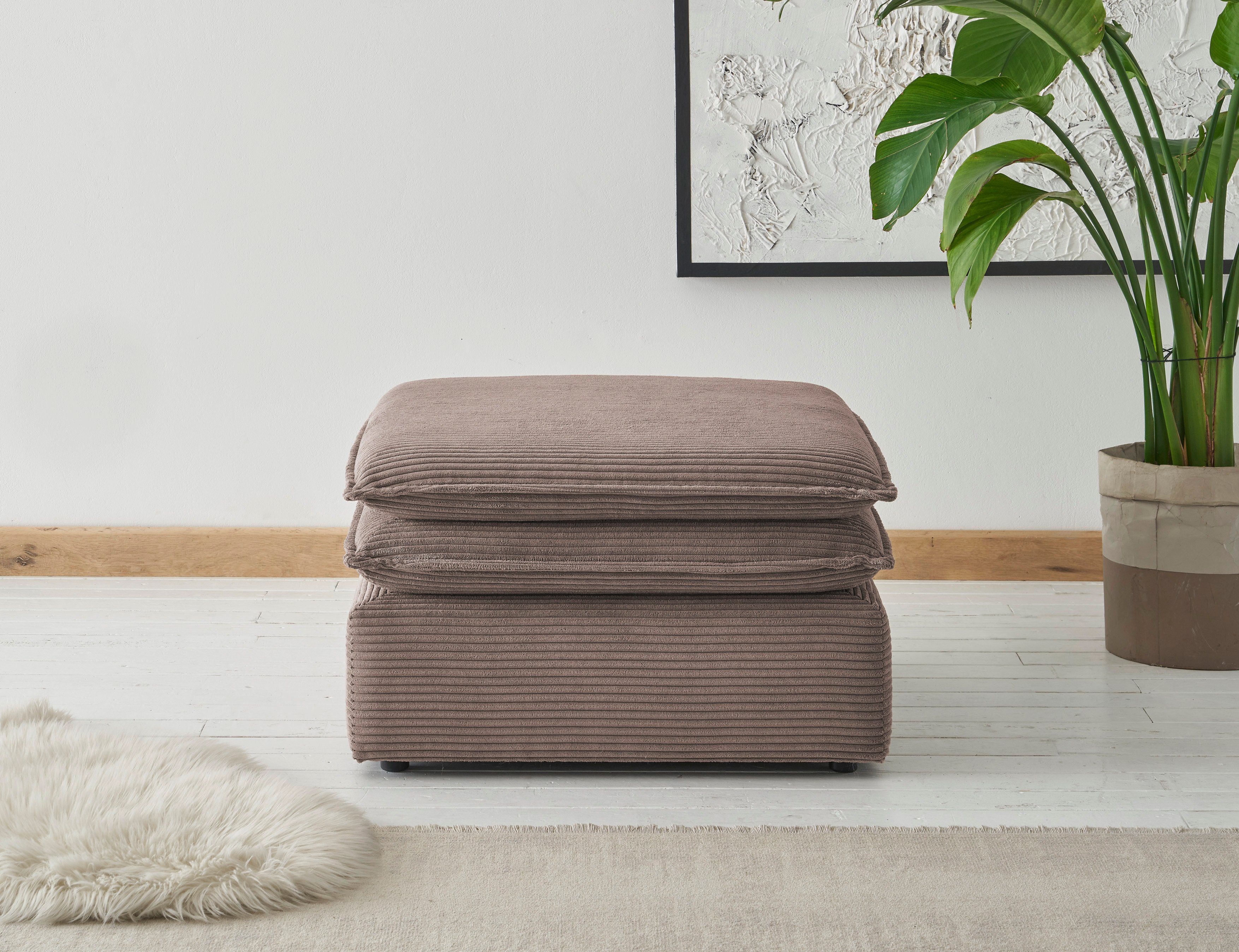 Places of Style Hocker PIAGGE Hoogwaardige cord, passend bij de fauteuil hockers bruin