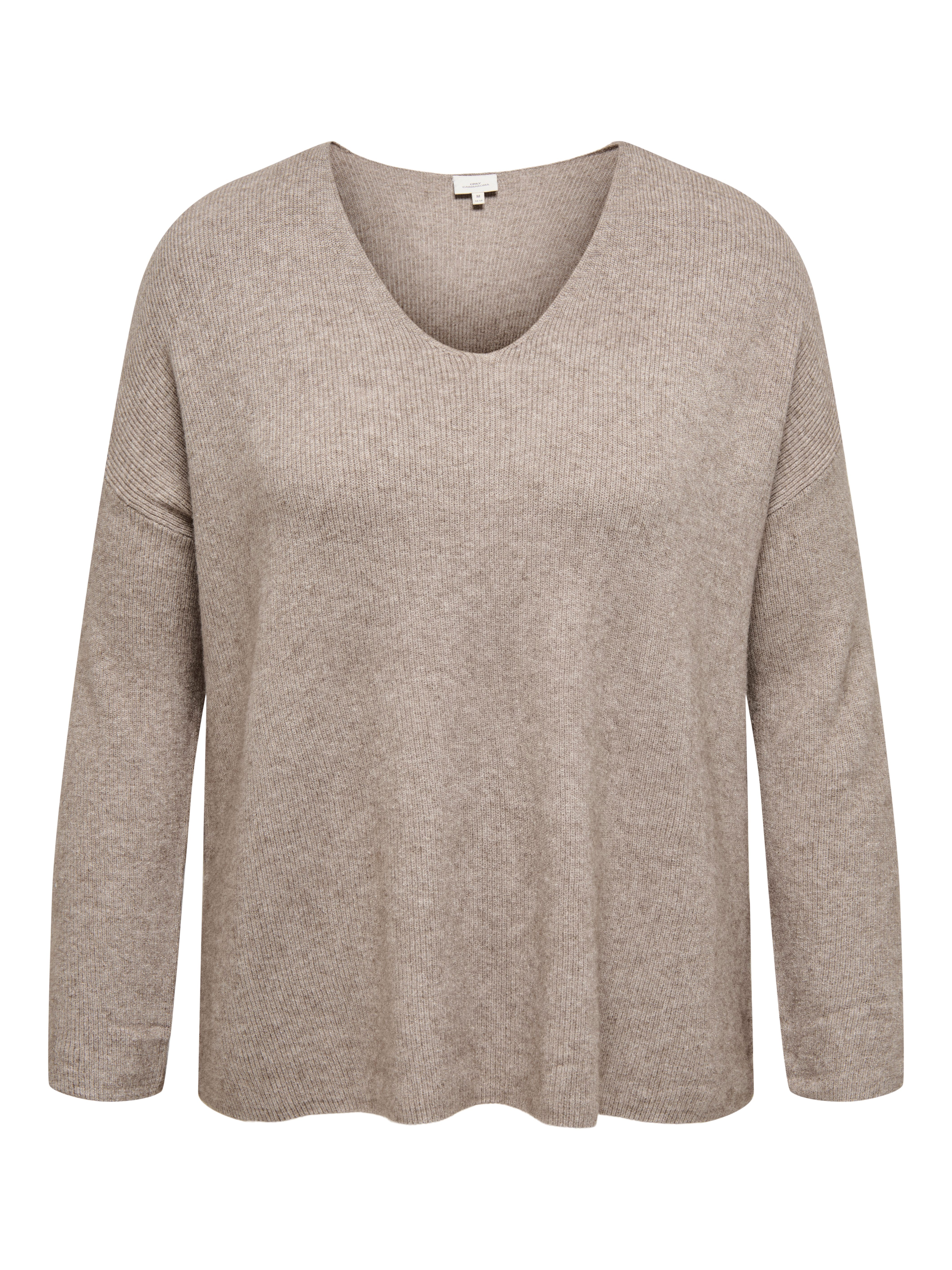 ONLY CARMAKOMA Trui met V-hals CARIBI LS RIB LOOSE V-NECK CC KNT