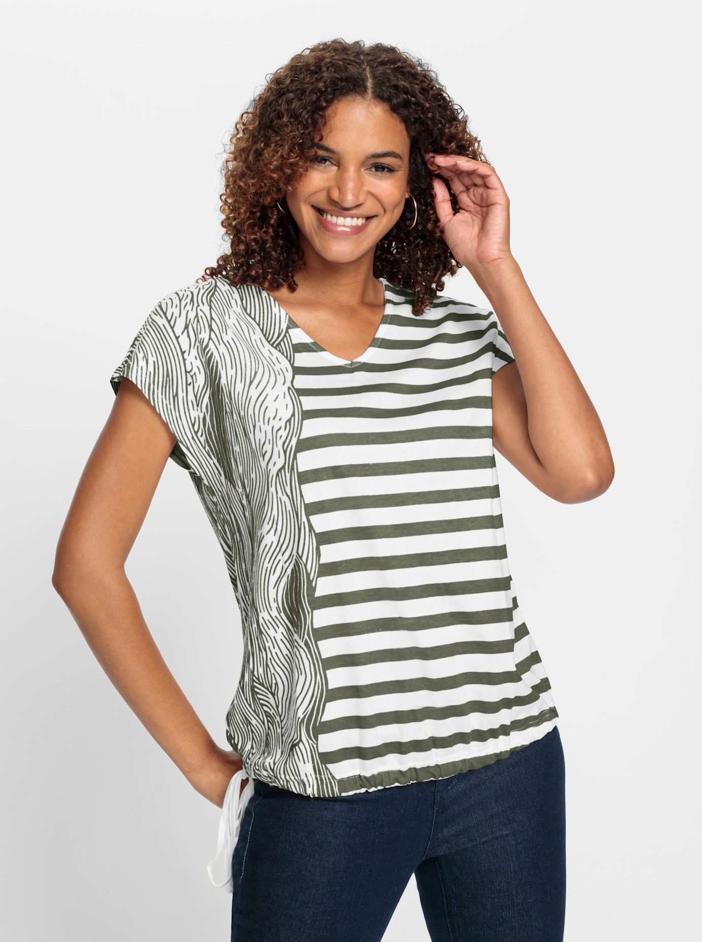 Casual Looks Shirt met V-hals Shirt (1-delig)