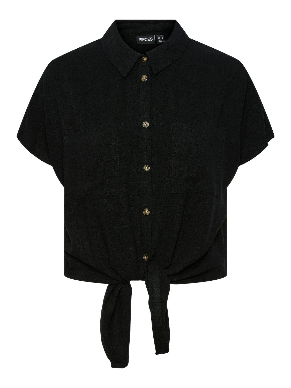pieces Blouse met korte mouwen PCVINSTY SS LINEN TIE SHIRT NOOS