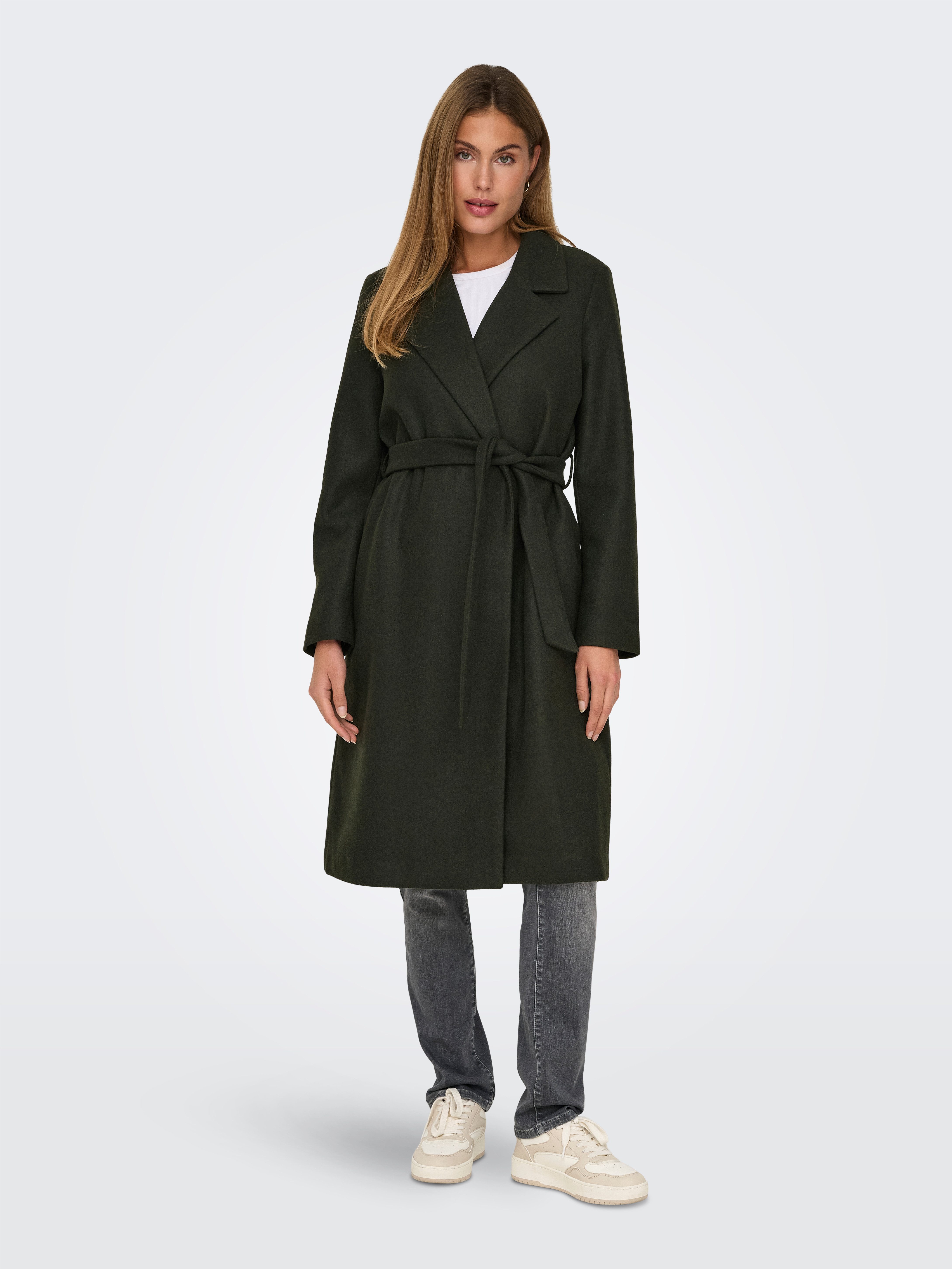 Only Lange jas ONLALVILDA LIFE WRAP COAT OTW