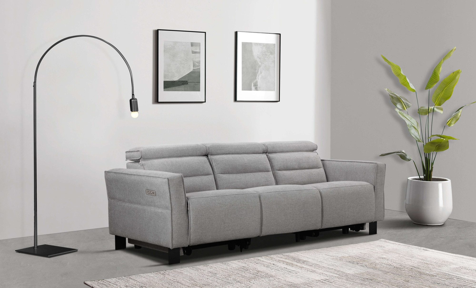 Places of Style 3-zitsbank Carpari, 224 cm, handmatige of elektrische relaxfunctie in 2 zitplaatsen