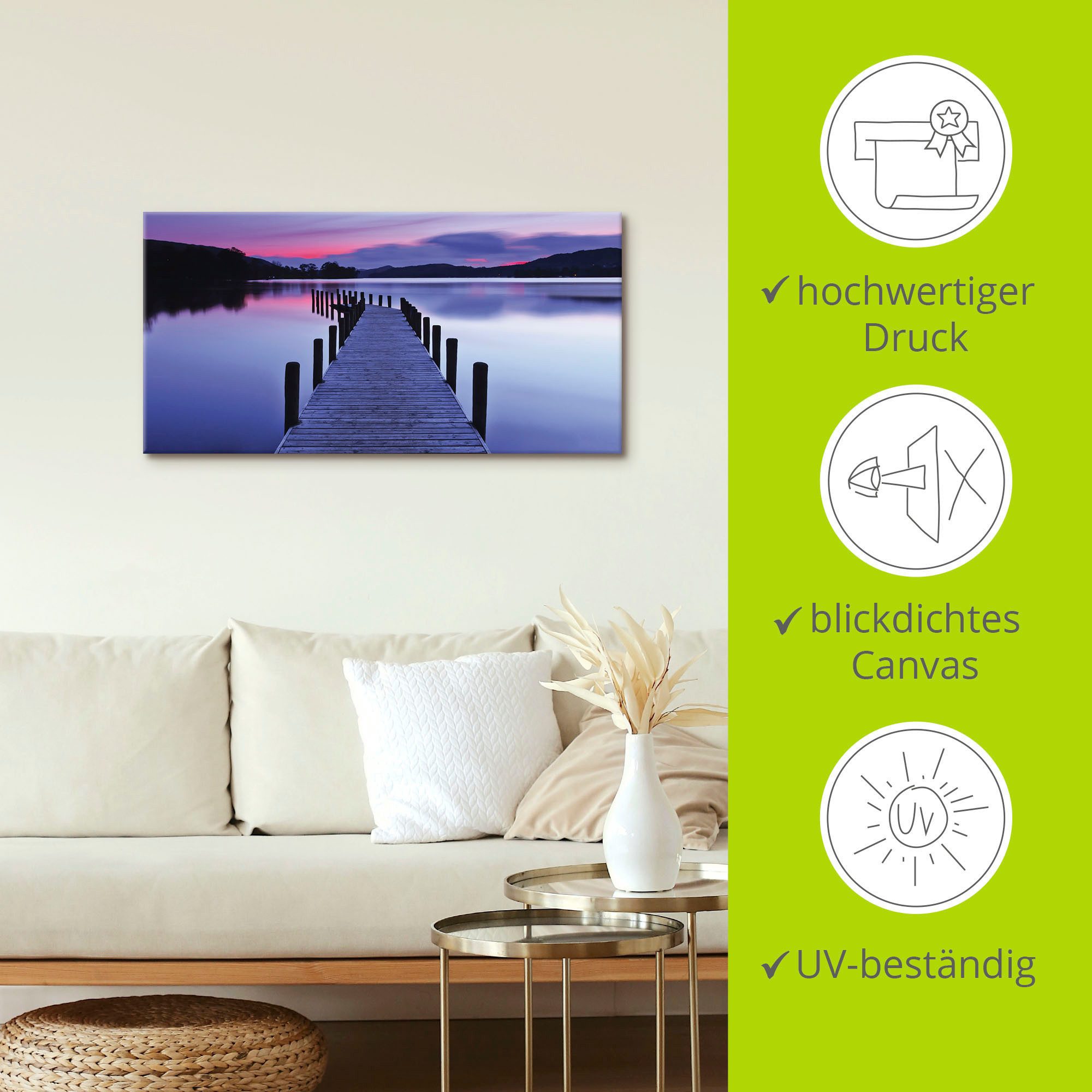 Artland Artprint Panorama steiger Coniston Water als artprint op linnen, poster, muursticker in verschillende maten
