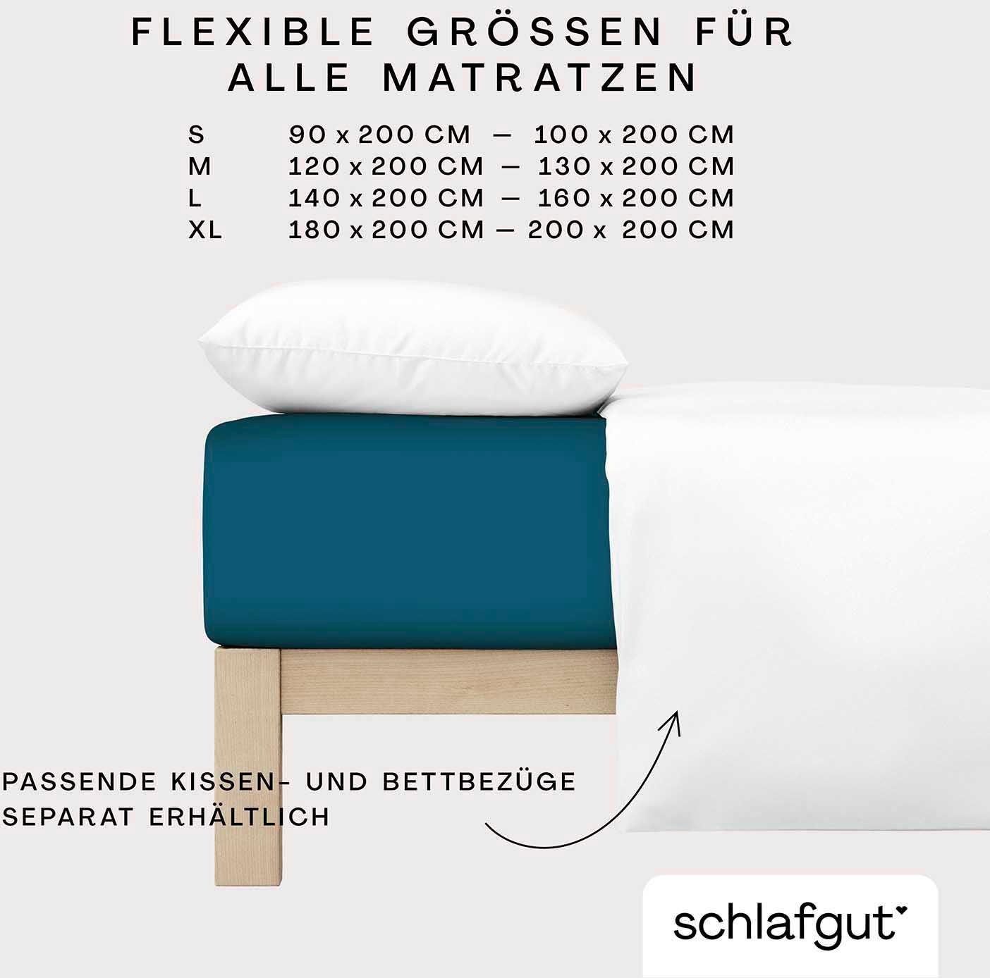 Schlafgut Hoeslaken CASUAL o.a. in maat 90x200, 140x200 of 180x200 cm, 100% biologisch katoen Dekbedovertrek voor matrassen tot 25 cm hoogte, betrouwbaar, duurzaam, zacht (1 stuk)