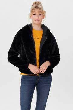 only jack van imitatiebont onlchris fur hooded jacket zwart