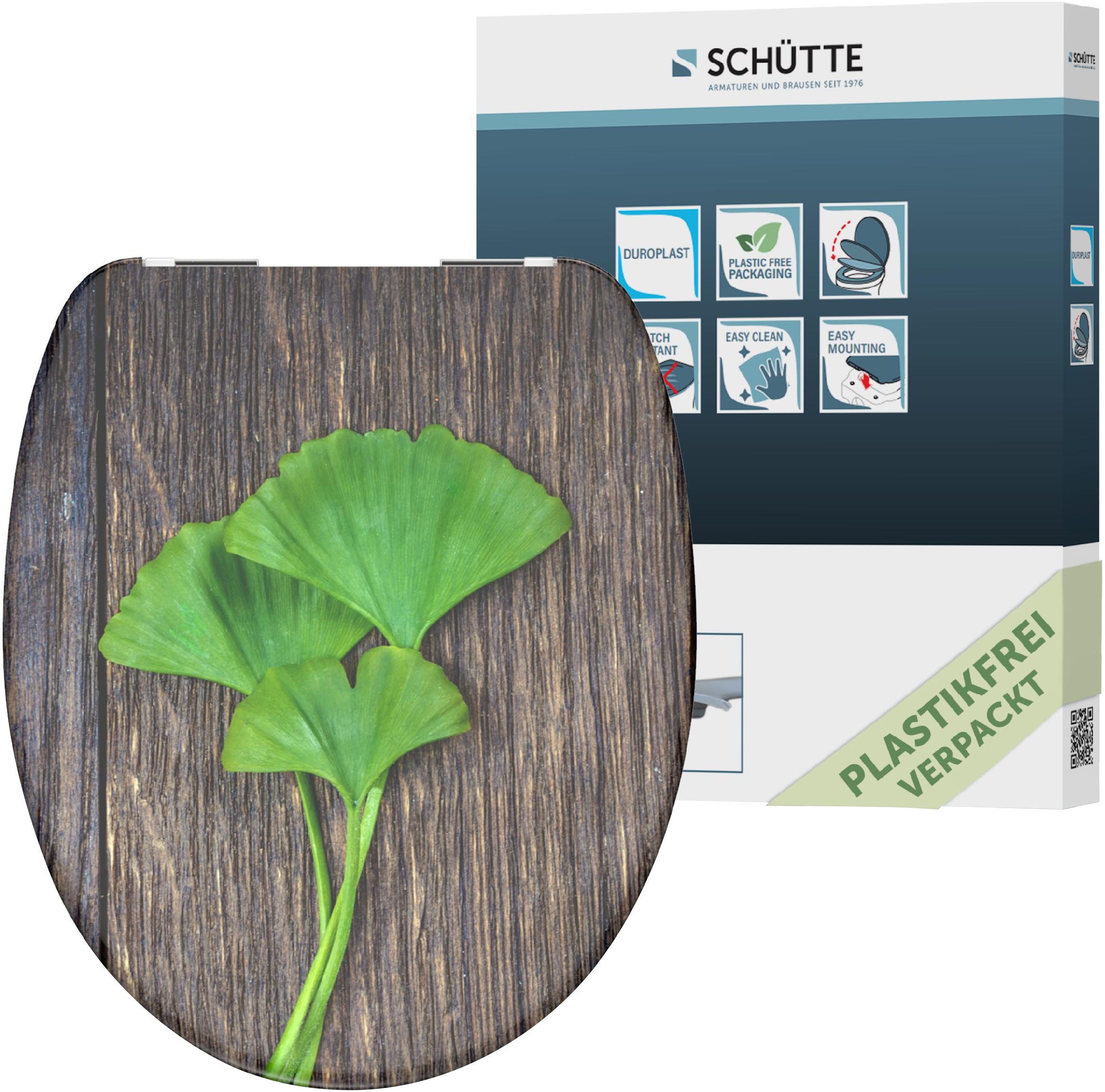 Schütte Toiletzitting Gingko & Wood Duroplast, met softclosemechanisme