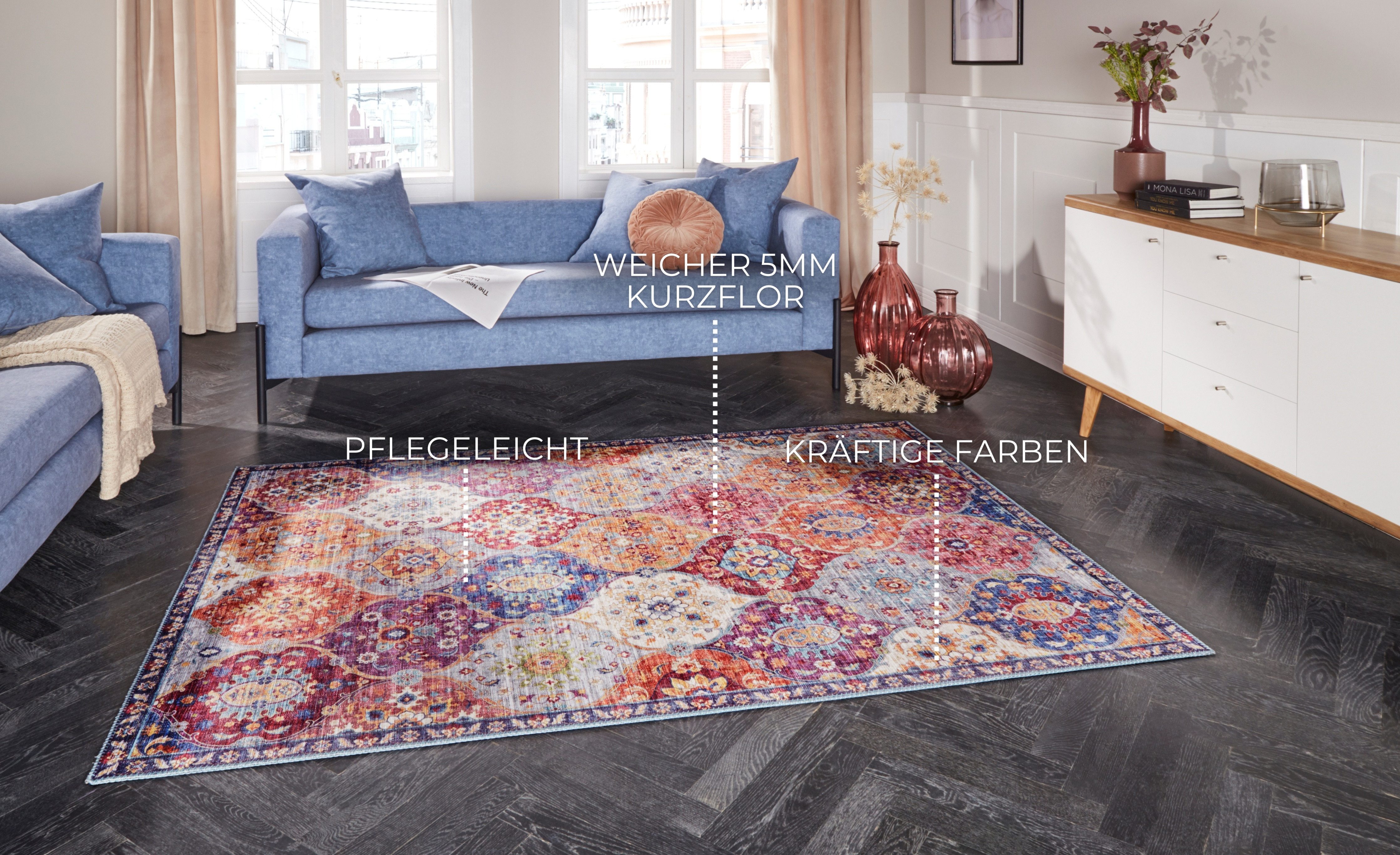 ELLE DECORATION Vloerkleed Kasjmier Ghom Oosters, loper, kortpolig, vintage, woonkamer, slaapkamer