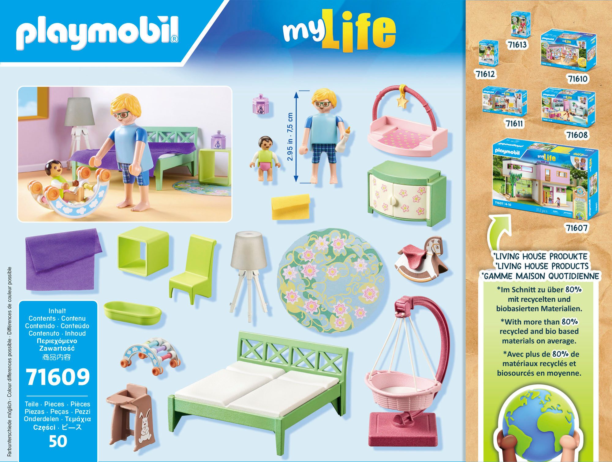 Playmobil® Constructie-speelset Slaapkamer met Baby Speelhoek (71609), myLife (50-delig)