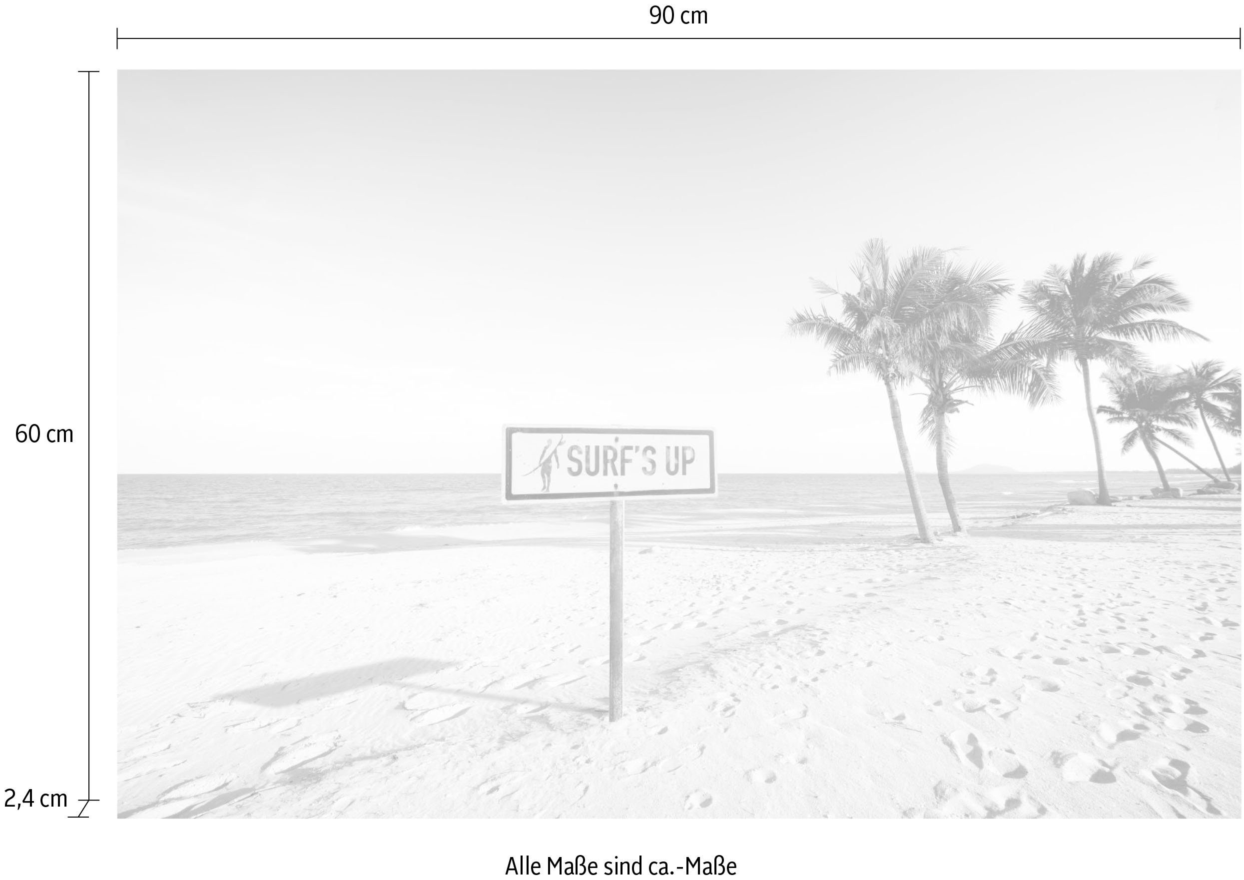queence Artprint op acrylglas Surf's up strand Fine Art-print in galeriekwaliteit
