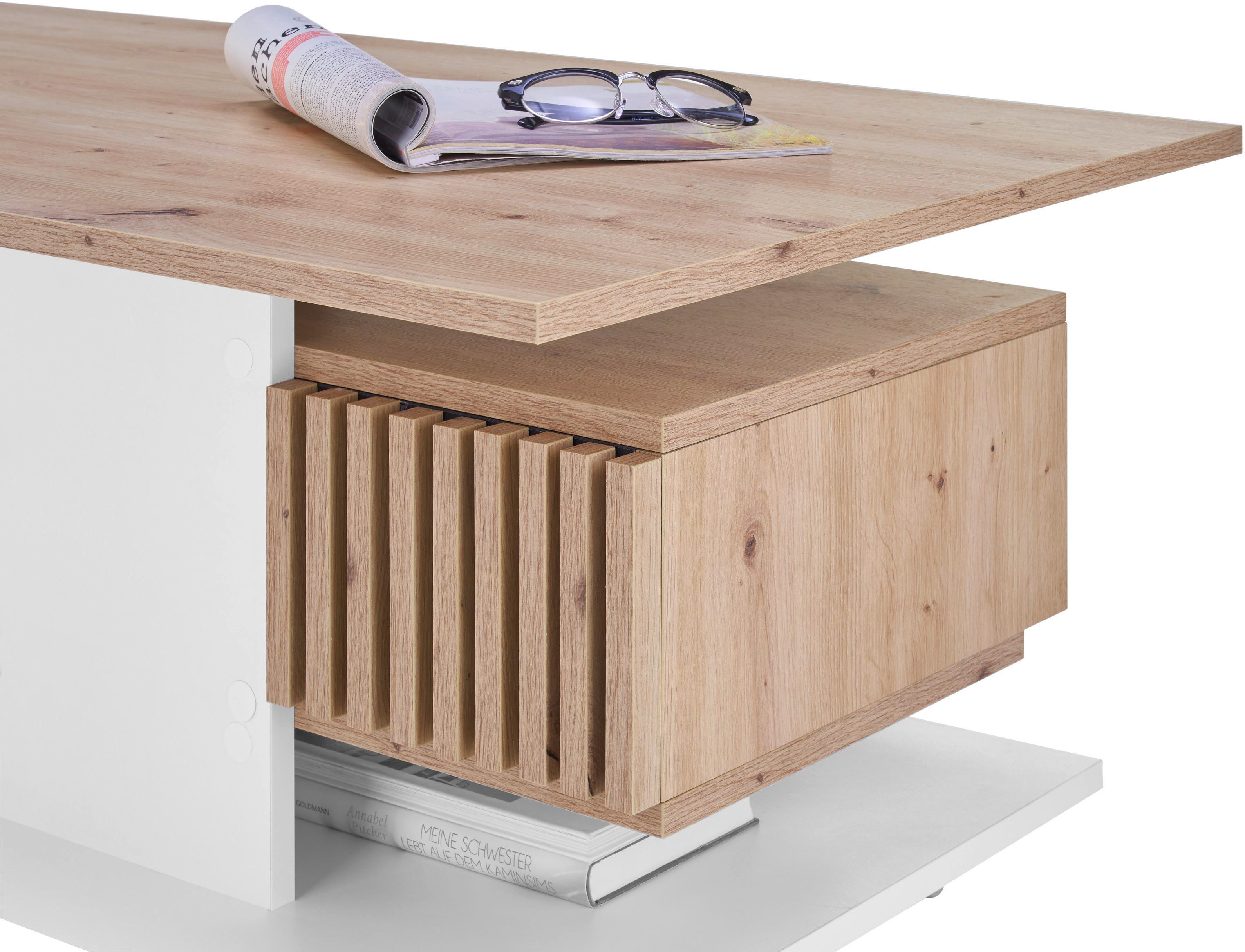 Stolkom Salontafel Ally salontafel met wielen wit, Artisan decor, BxHxD 110x44,5x60 cm