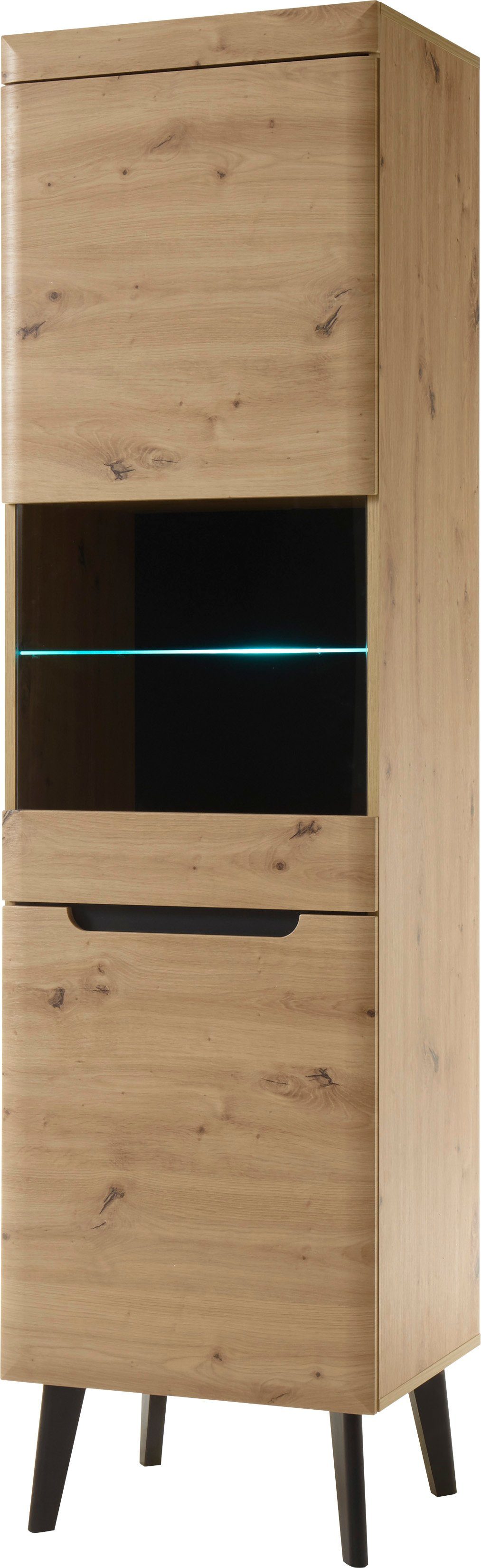 INOSIGN Vitrinekast Torge, hoge kast, glazen vitrine, staande vitrine, vitrinekast in drie verschillende kleuren beschikbaar, glazen deur & -bodem, 53 cm breed (1 stuk)