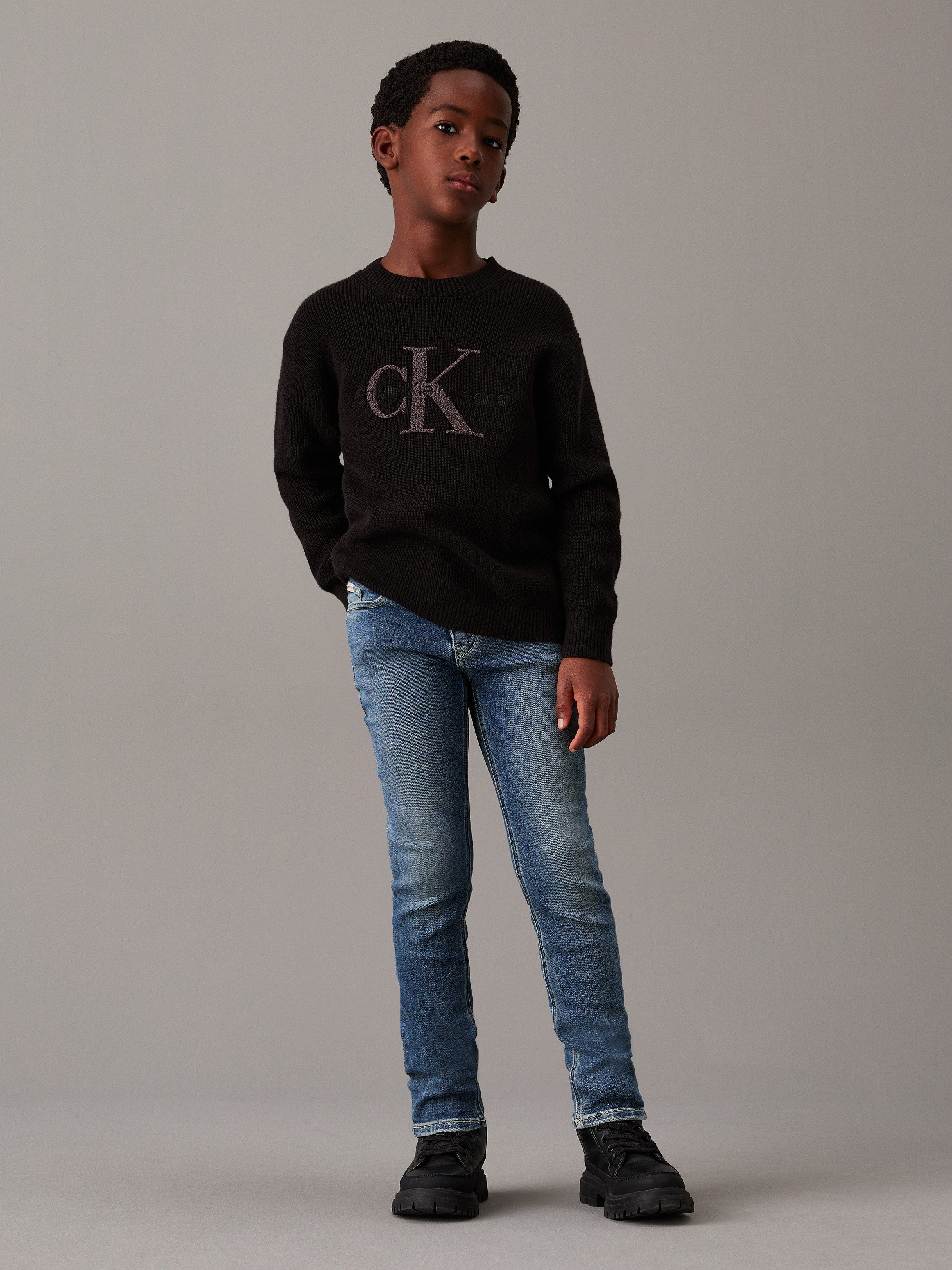 Calvin Klein Slim fit jeans SLIM NEW MID BLUE PWS voor kinderen tot 16 jaar, in coole wassing