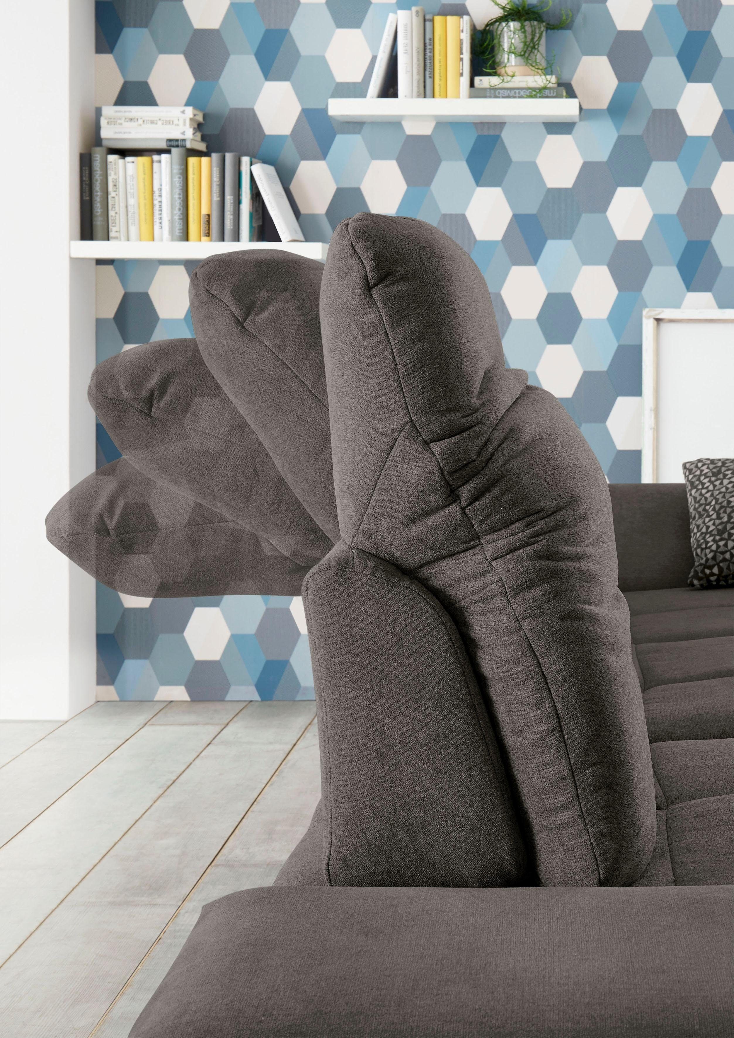 set one by Musterring Hoekbank SO4100 V met verstelbare hoofdeinden, optioneel met functies, cord bekleding