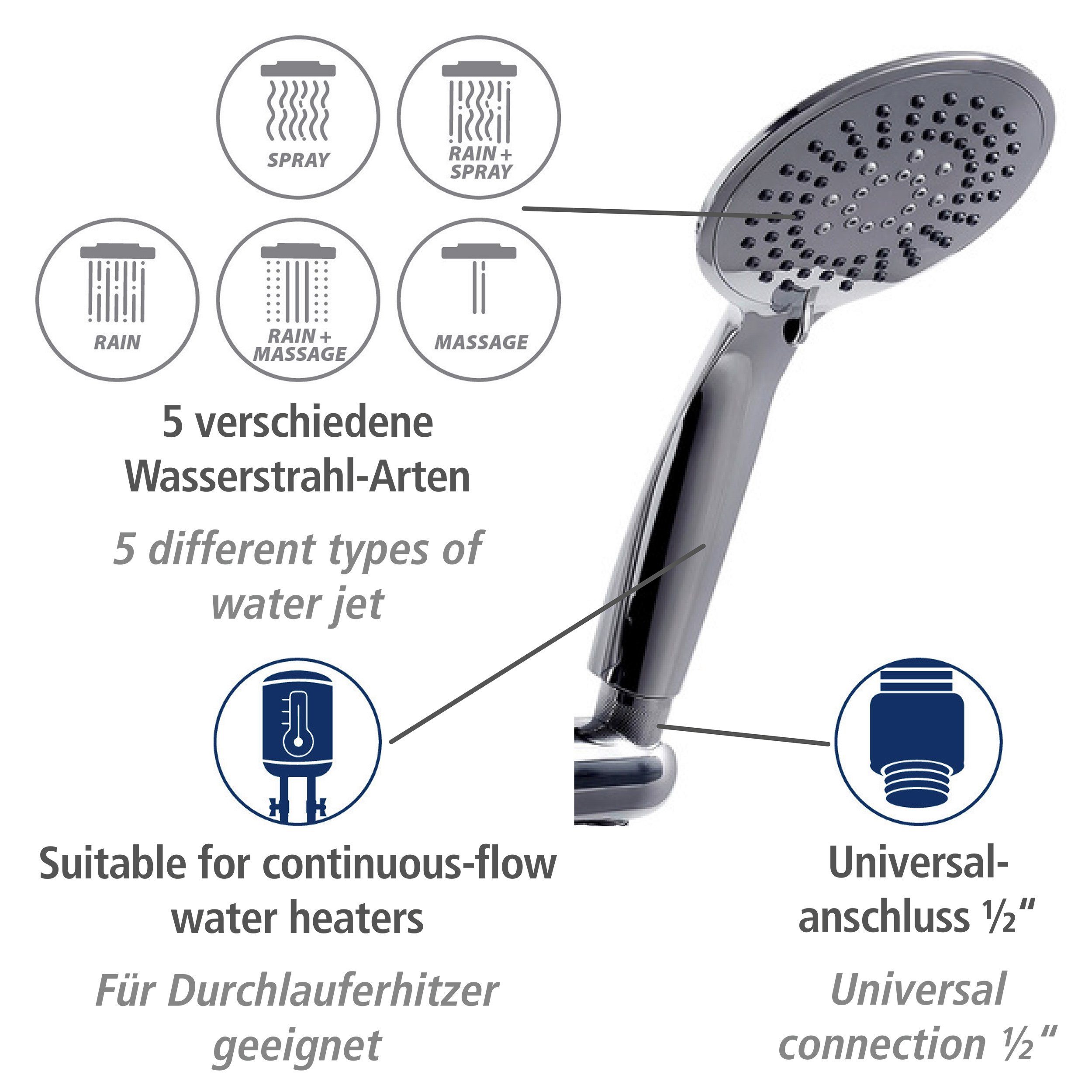 WENKO Douchestang-set Young Chroom, lengte stang: 66 cm